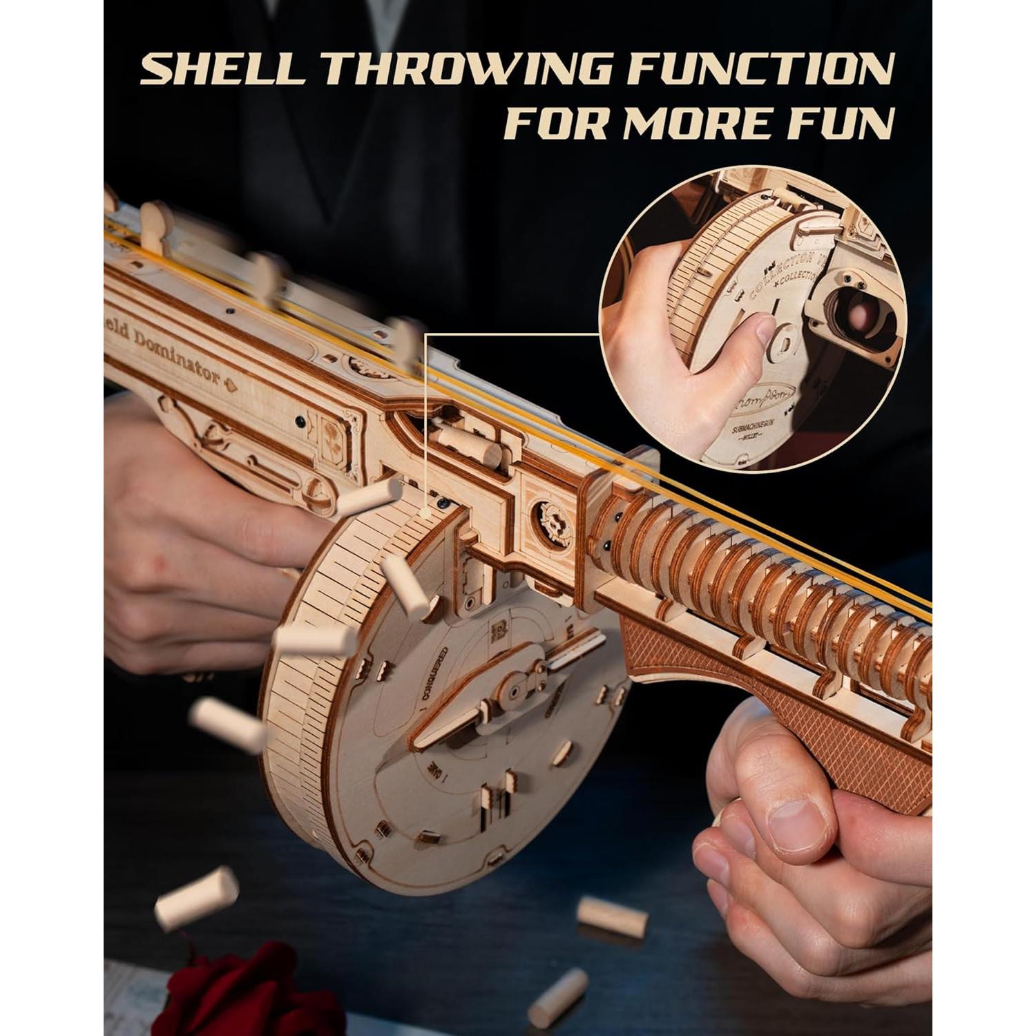 Rompecabezas 3D ROKR LQB01 Subfusil Madera 275 Piezas