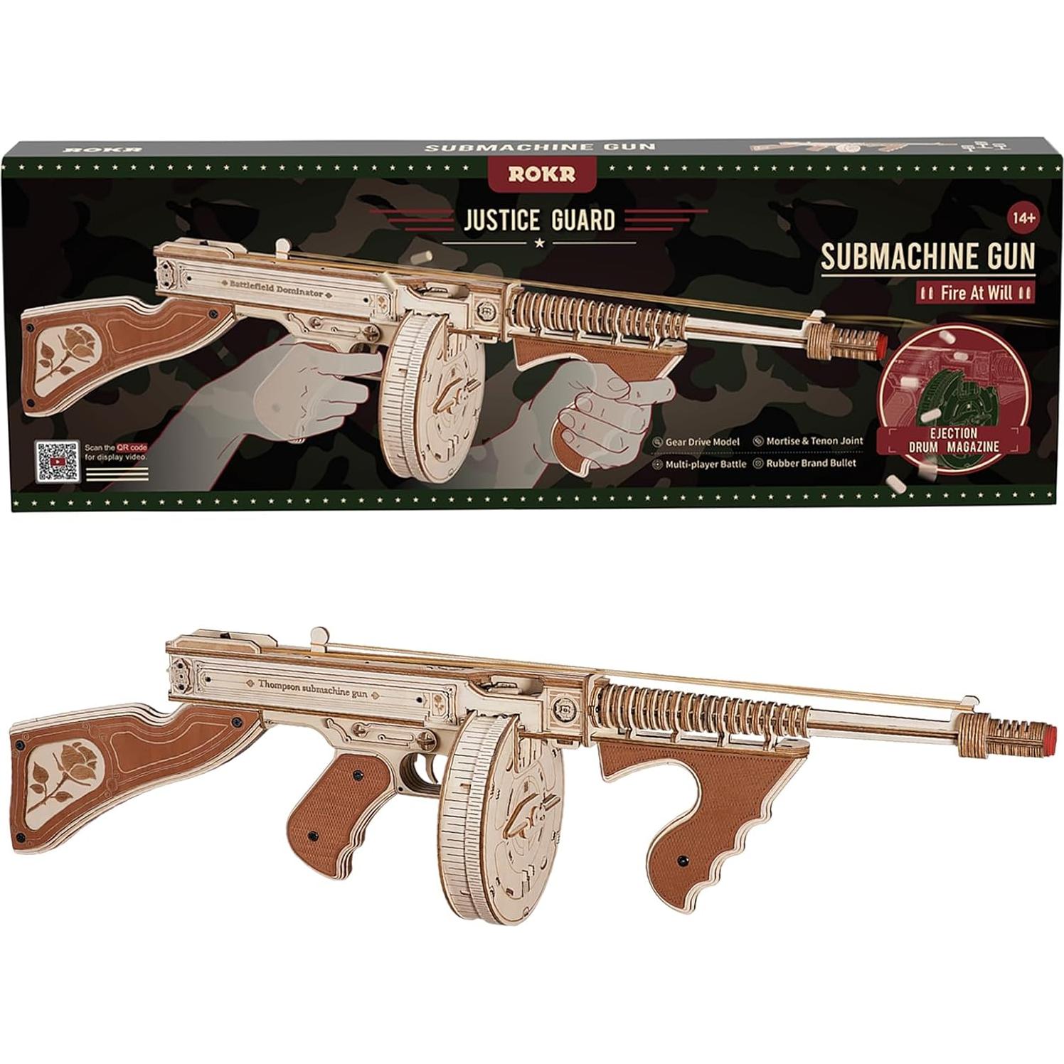 Rompecabezas 3D ROKR LQB01 Subfusil Madera 275 Piezas