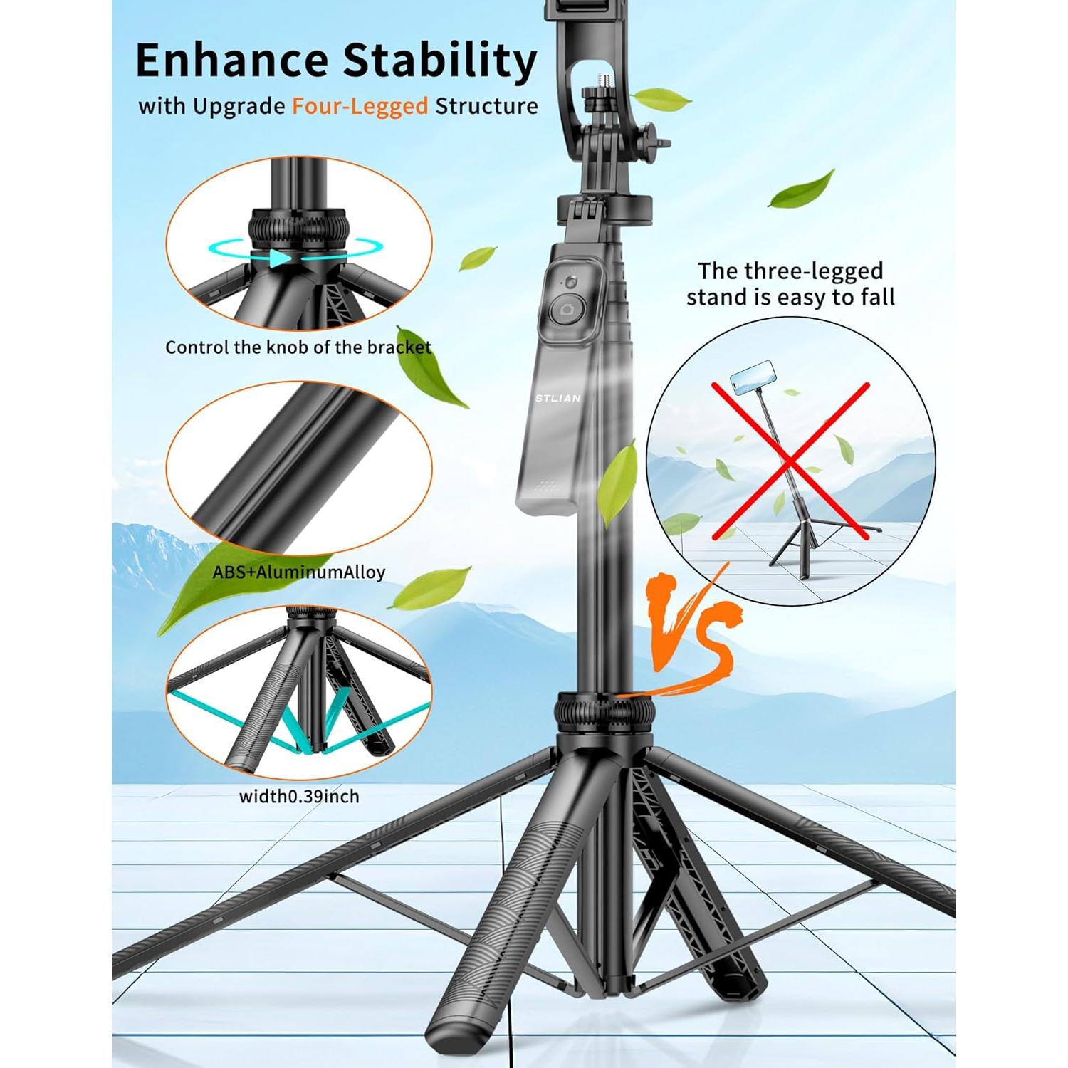 Trípode Selfie Stick STLIAN 70.8" Ajustable para Teléfono