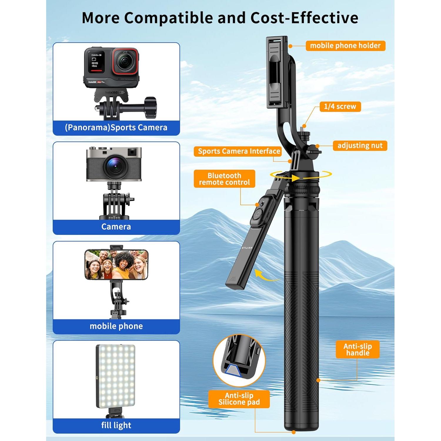 Trípode Selfie Stick STLIAN 70.8" Ajustable para Teléfono