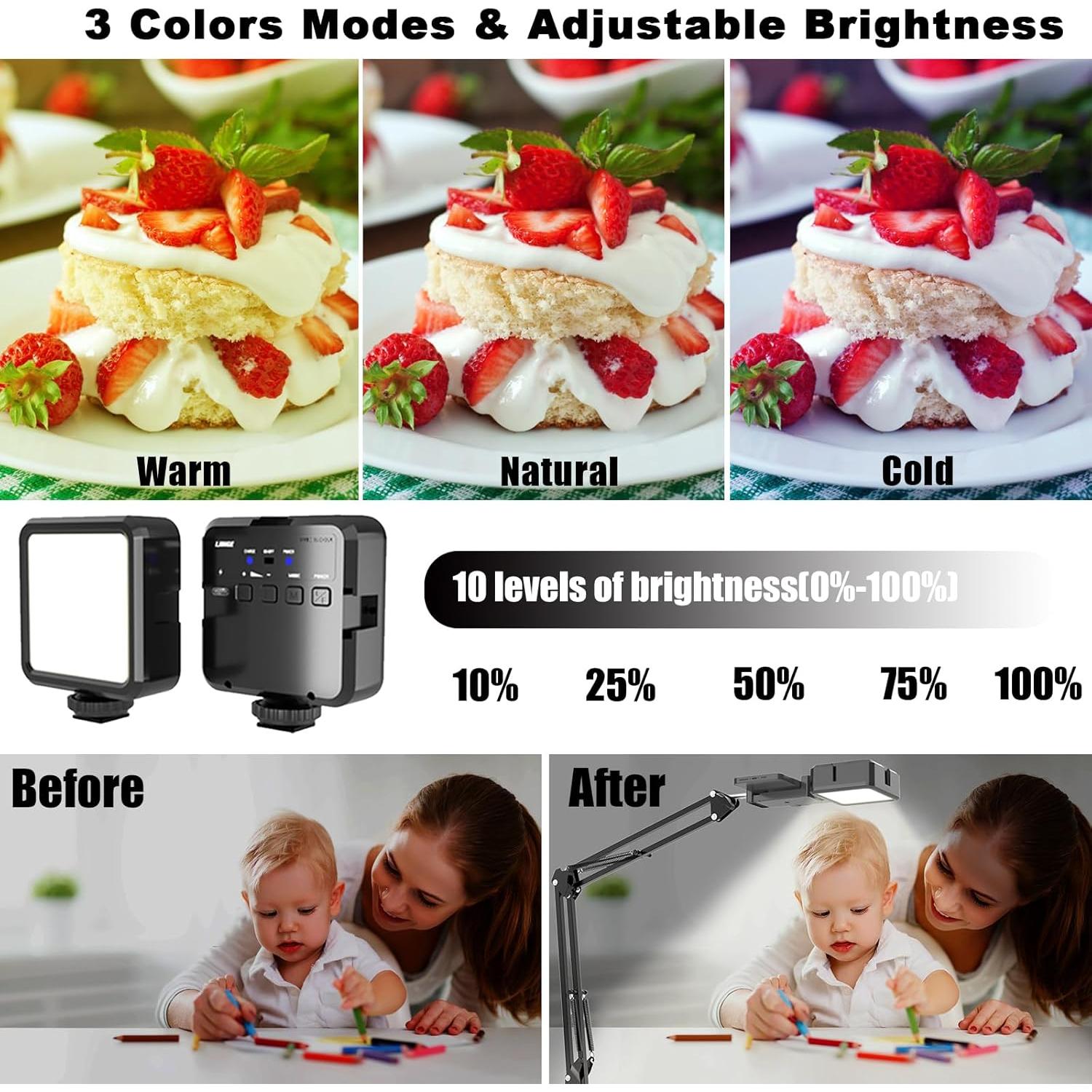 Soporte de Teléfono de Techo LJINGE con Luz LED y Brazo Flexible