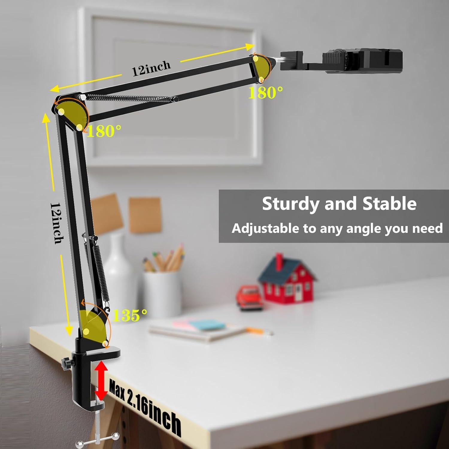 Soporte de Teléfono de Techo LJINGE con Luz LED y Brazo Flexible