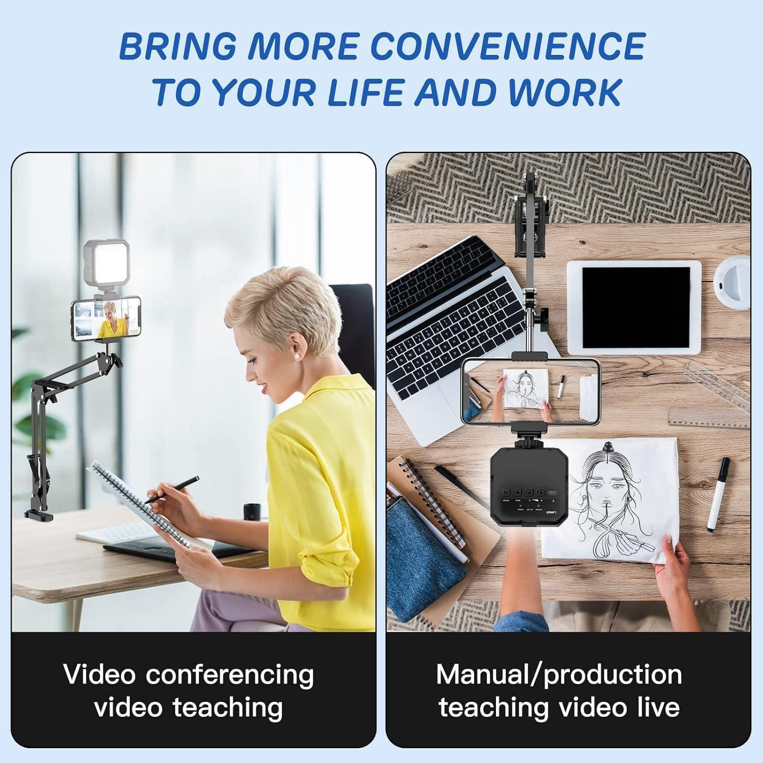 Soporte de Teléfono de Techo LJINGE con Luz LED y Brazo Flexible