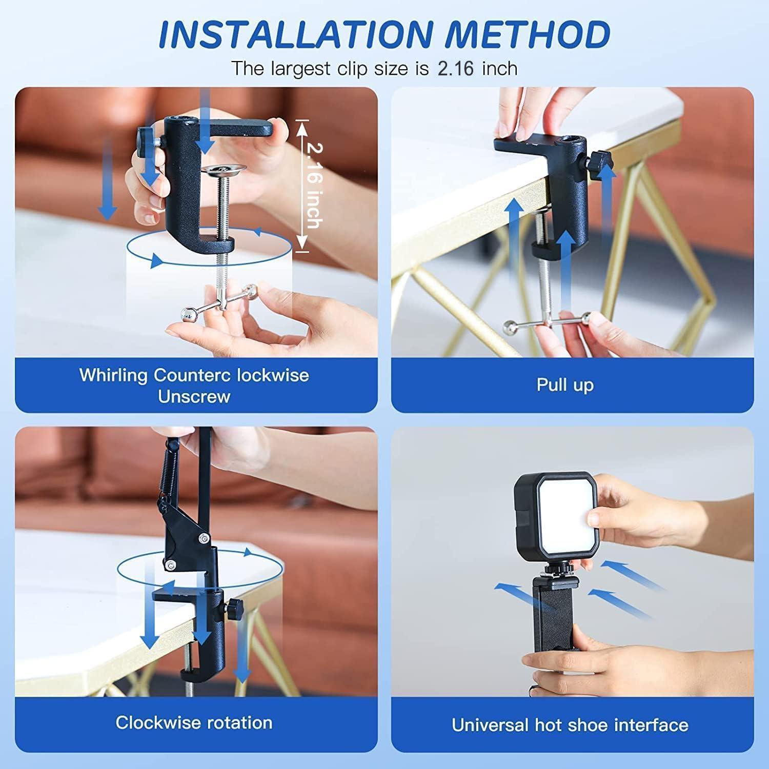 Soporte de Teléfono de Techo LJINGE con Luz LED y Brazo Flexible