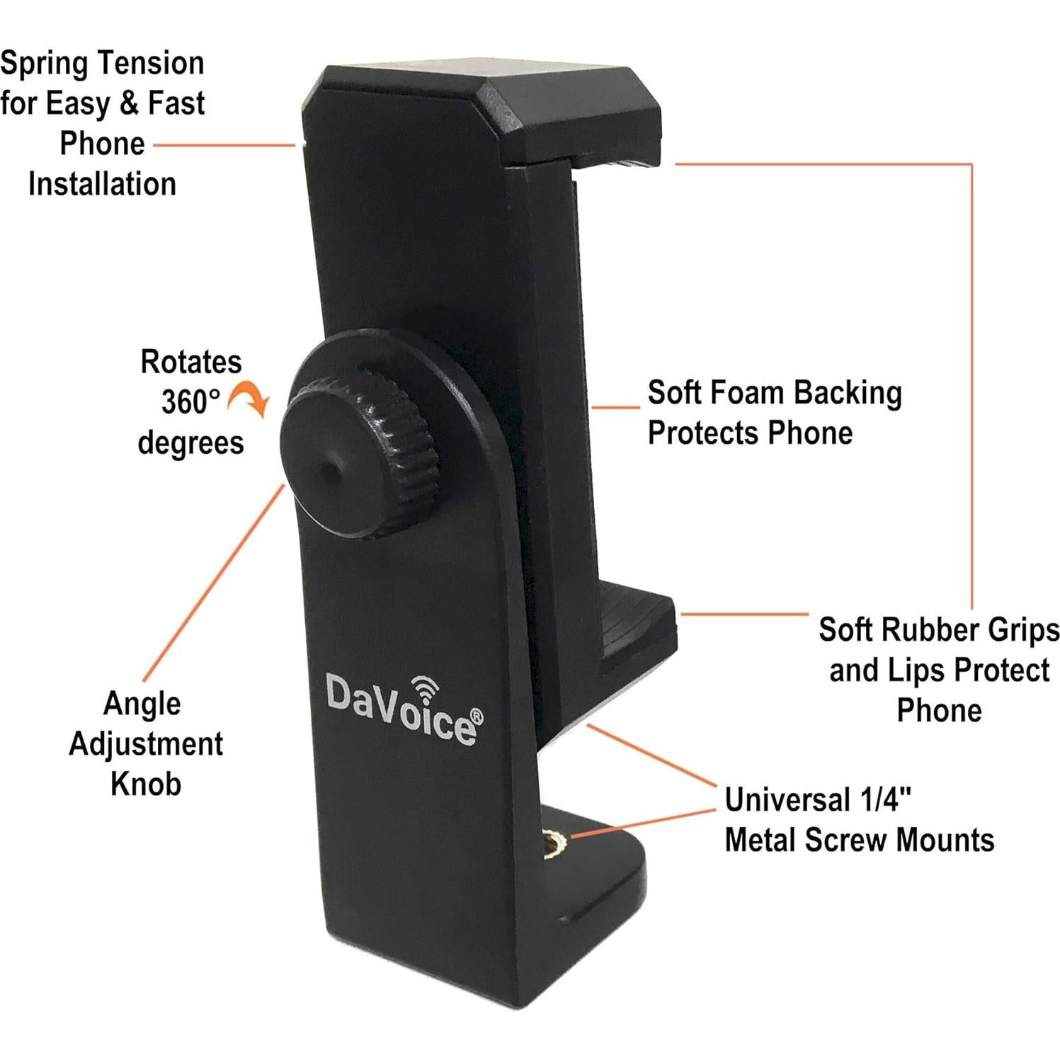 Adaptador de Montaje para Teléfono DaVoice, Soporte 360°