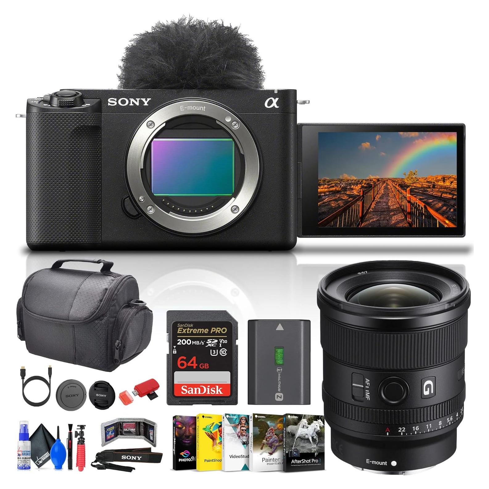 Cámara Sony Alpha ZV-E1 Full-Frame Vlog + Lente 20mm + Accesorios