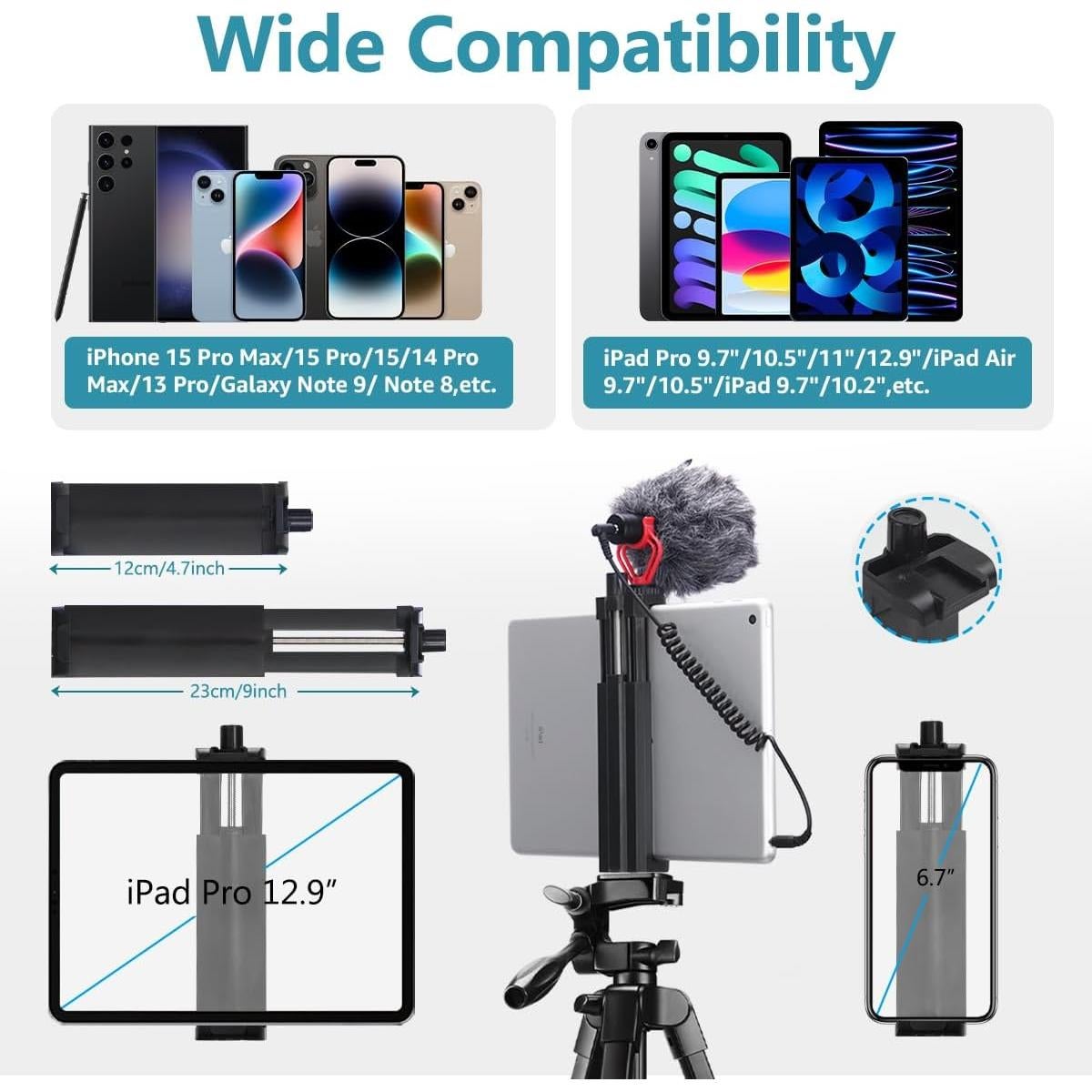 Trípode Ajustable Lusweimi 185 cm para iPad Pro y iPhone