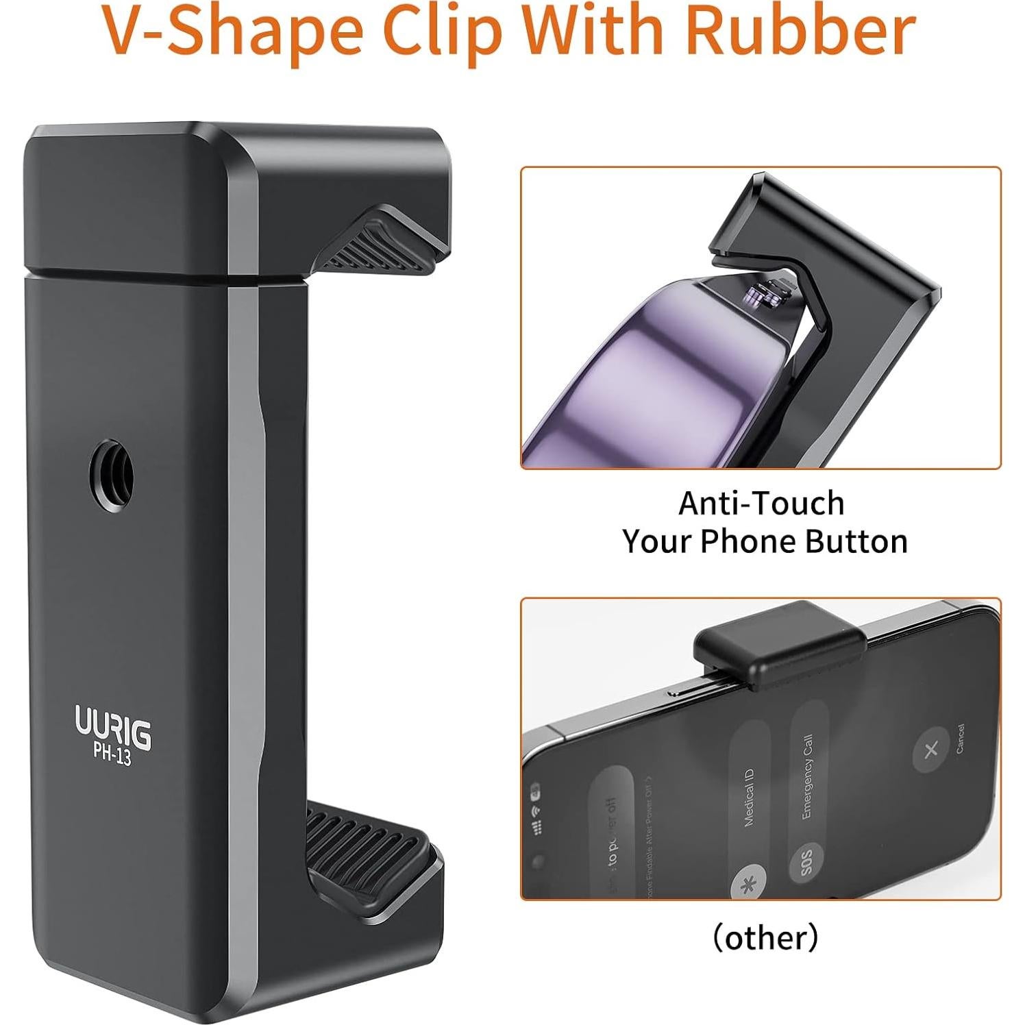 Soporte de trípode UURIG para teléfono metálico con 2 zapatas frías