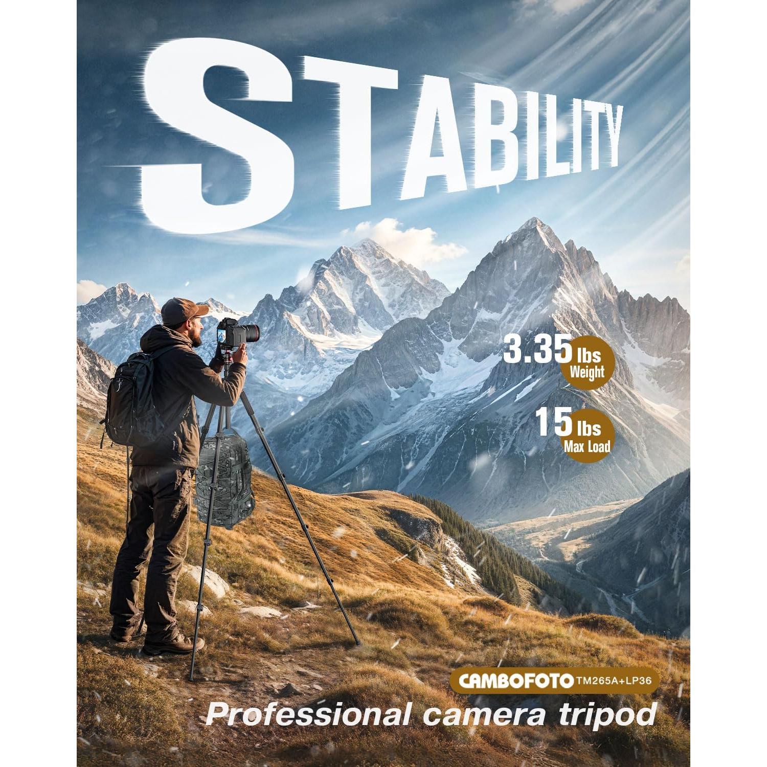 Trípode Profesional CAMBOFOTO TM264A 188 cm Aluminio DSLR