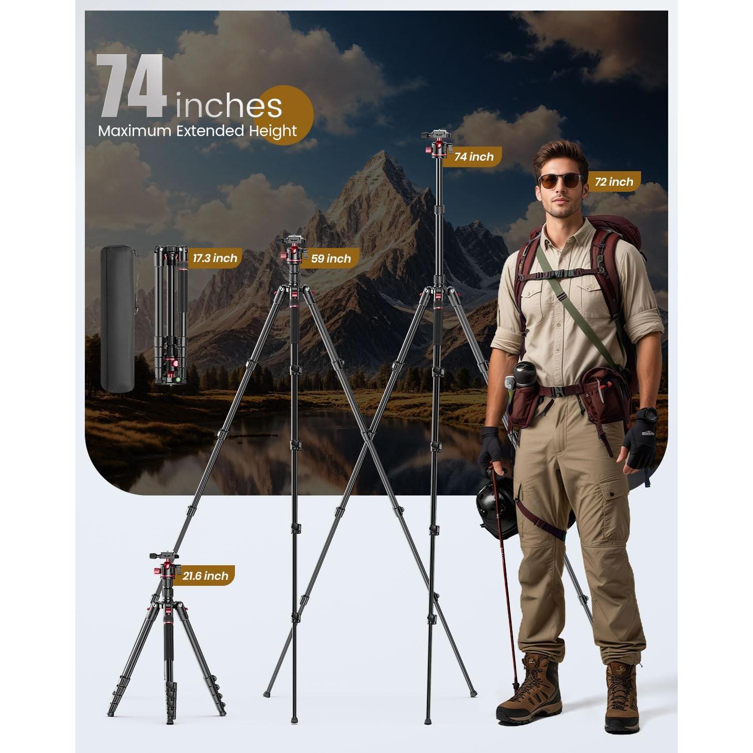 Trípode Profesional CAMBOFOTO TM264A 188 cm Aluminio DSLR