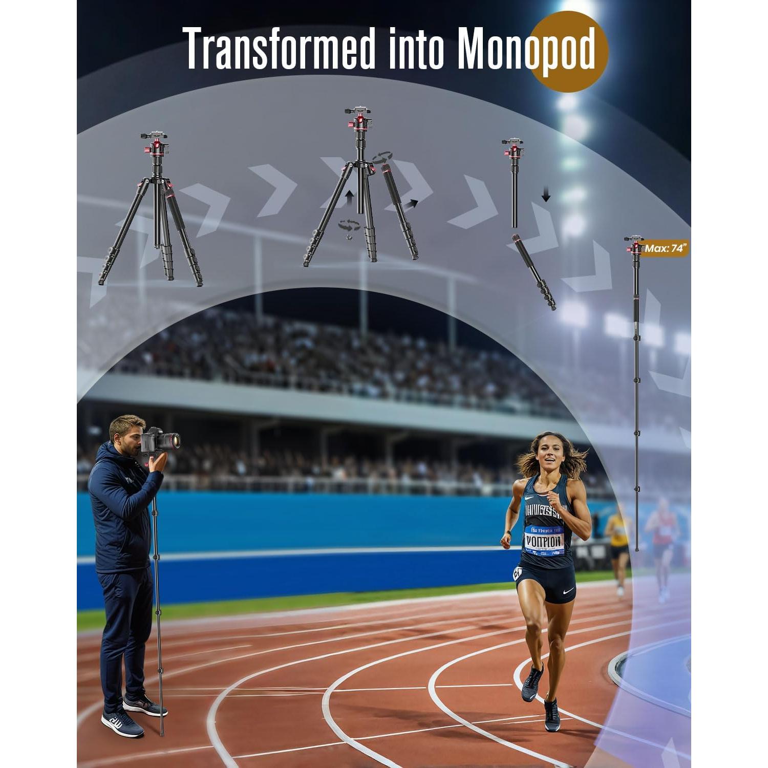 Trípode Profesional CAMBOFOTO TM264A 188 cm Aluminio DSLR