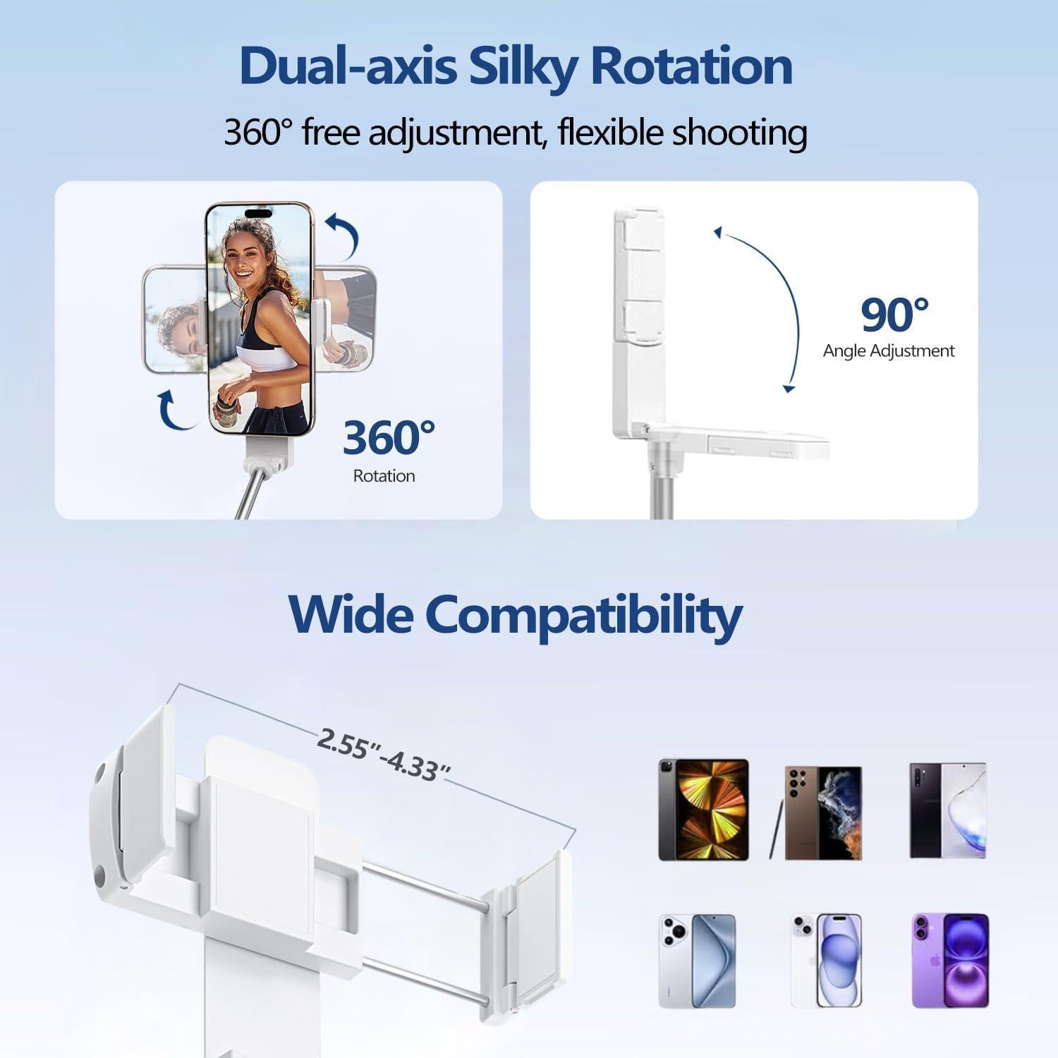 Selfie Stick Mini yAyusi Extensible 70 cm Blanco Portátil