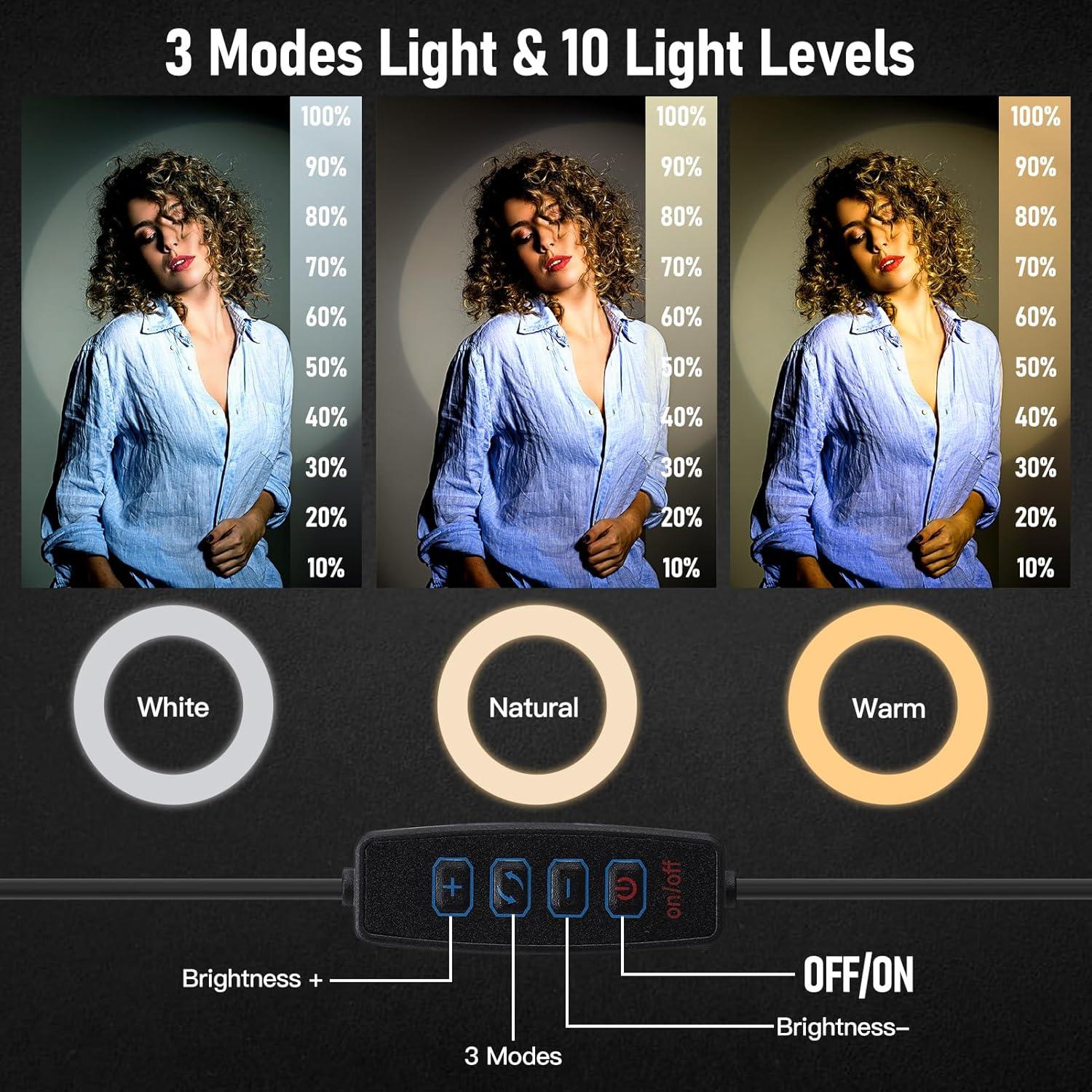 Soporte de Cámara con Luz de Anillo HISUEKIG 15.24 cm Ajustable