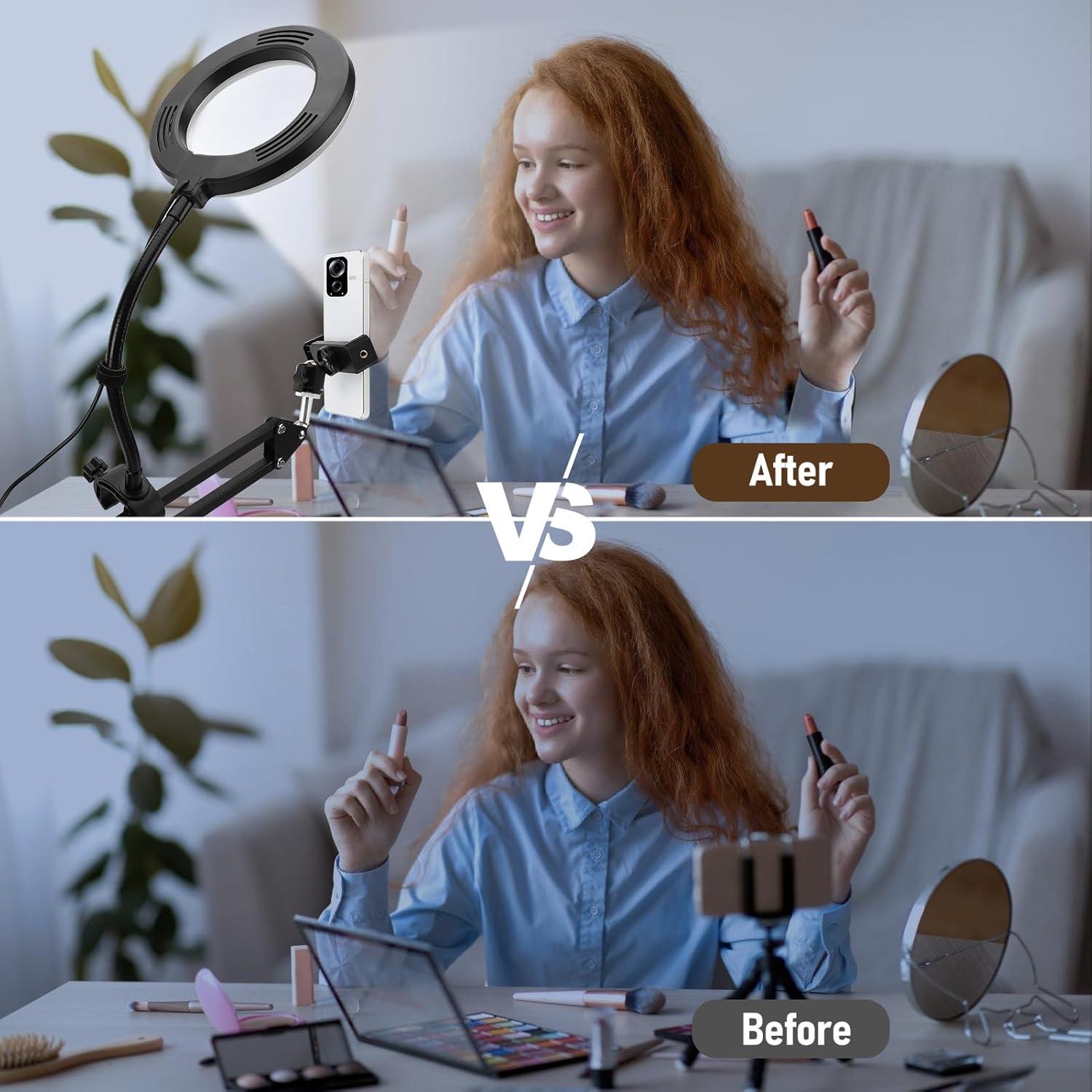 Soporte de Cámara con Luz de Anillo HISUEKIG 15.24 cm Ajustable