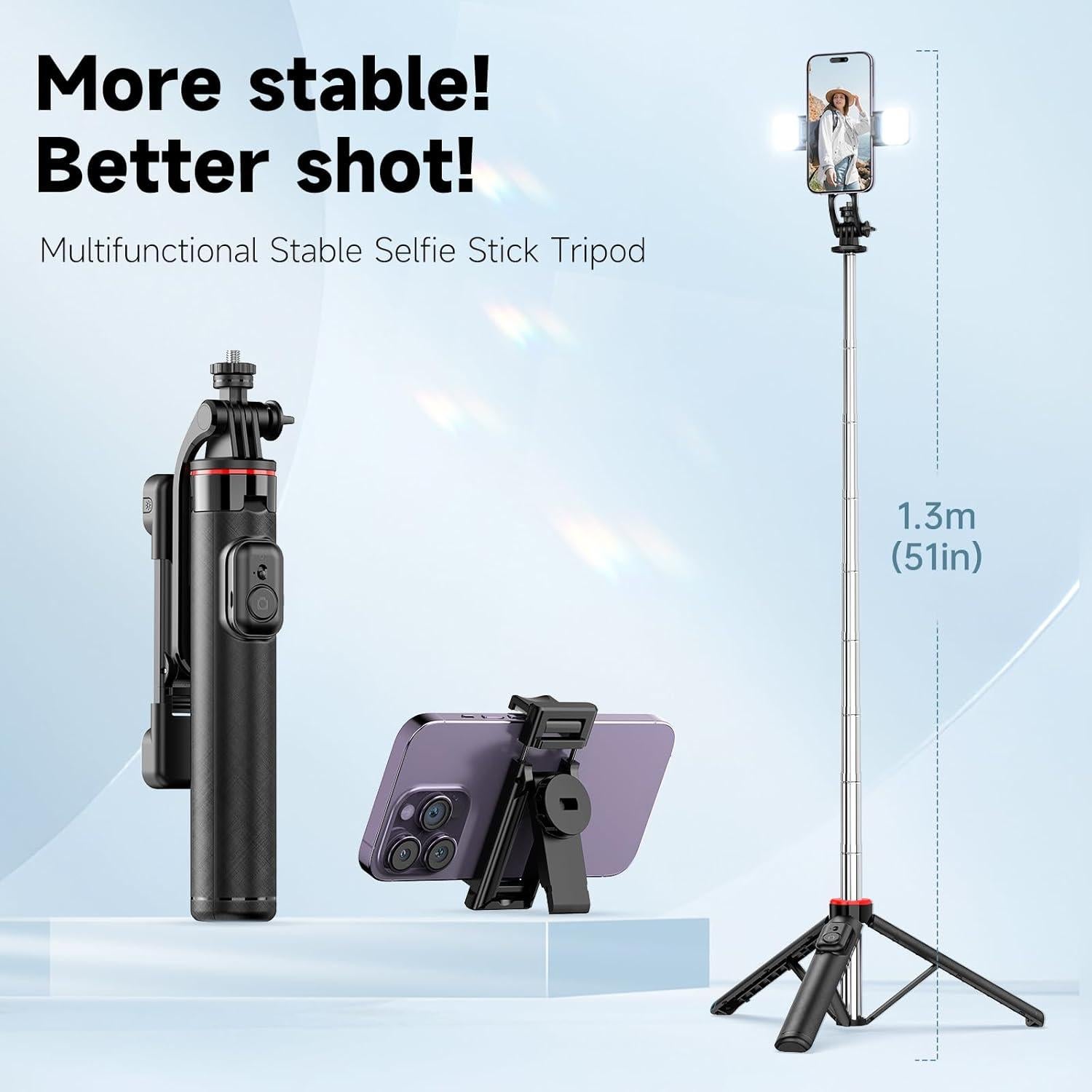 Trípode KAZTORY 132 cm para Teléfono y Selfie Stick