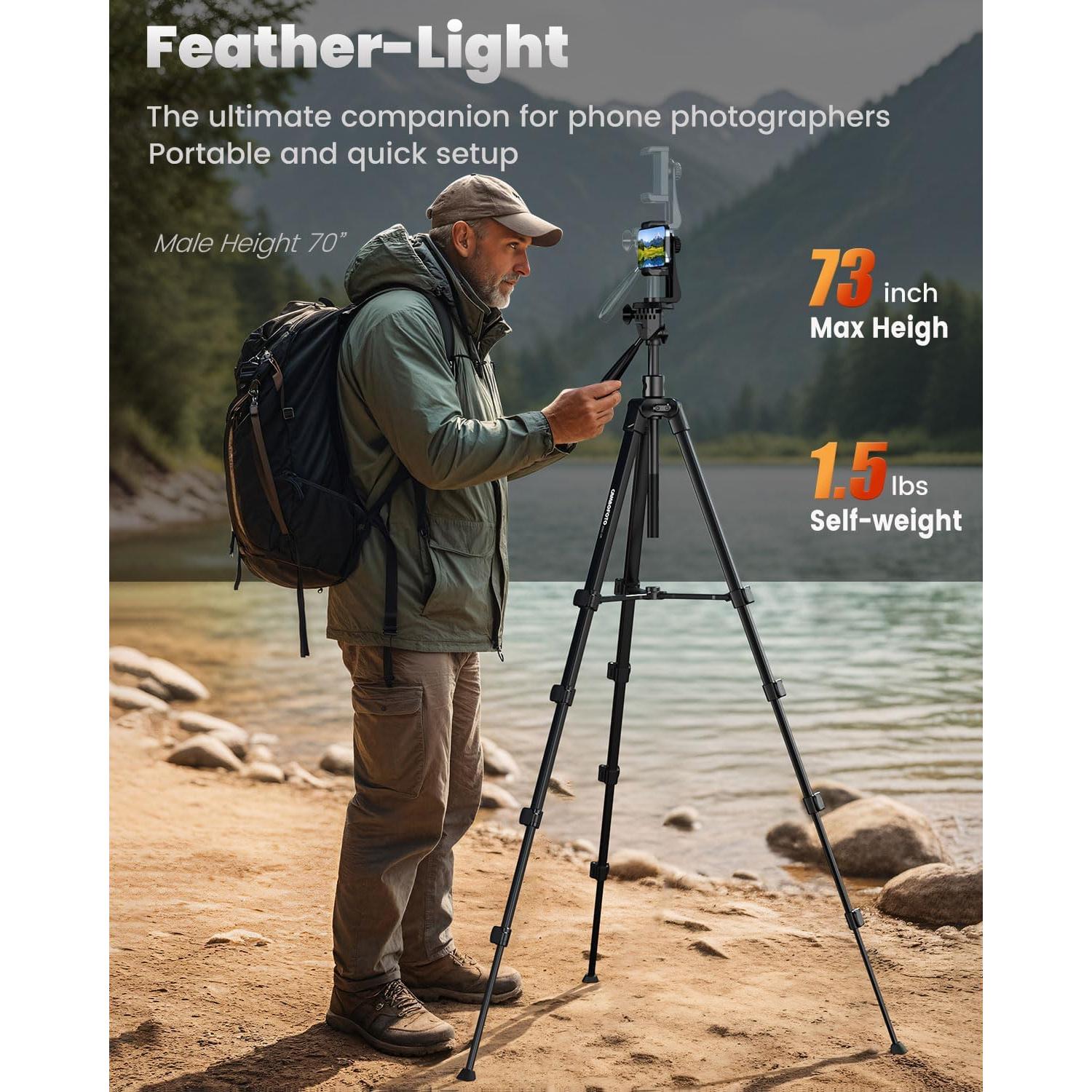 Trípode para Teléfono CAMBOFOTO 205C 185.4 cm con Control Remoto