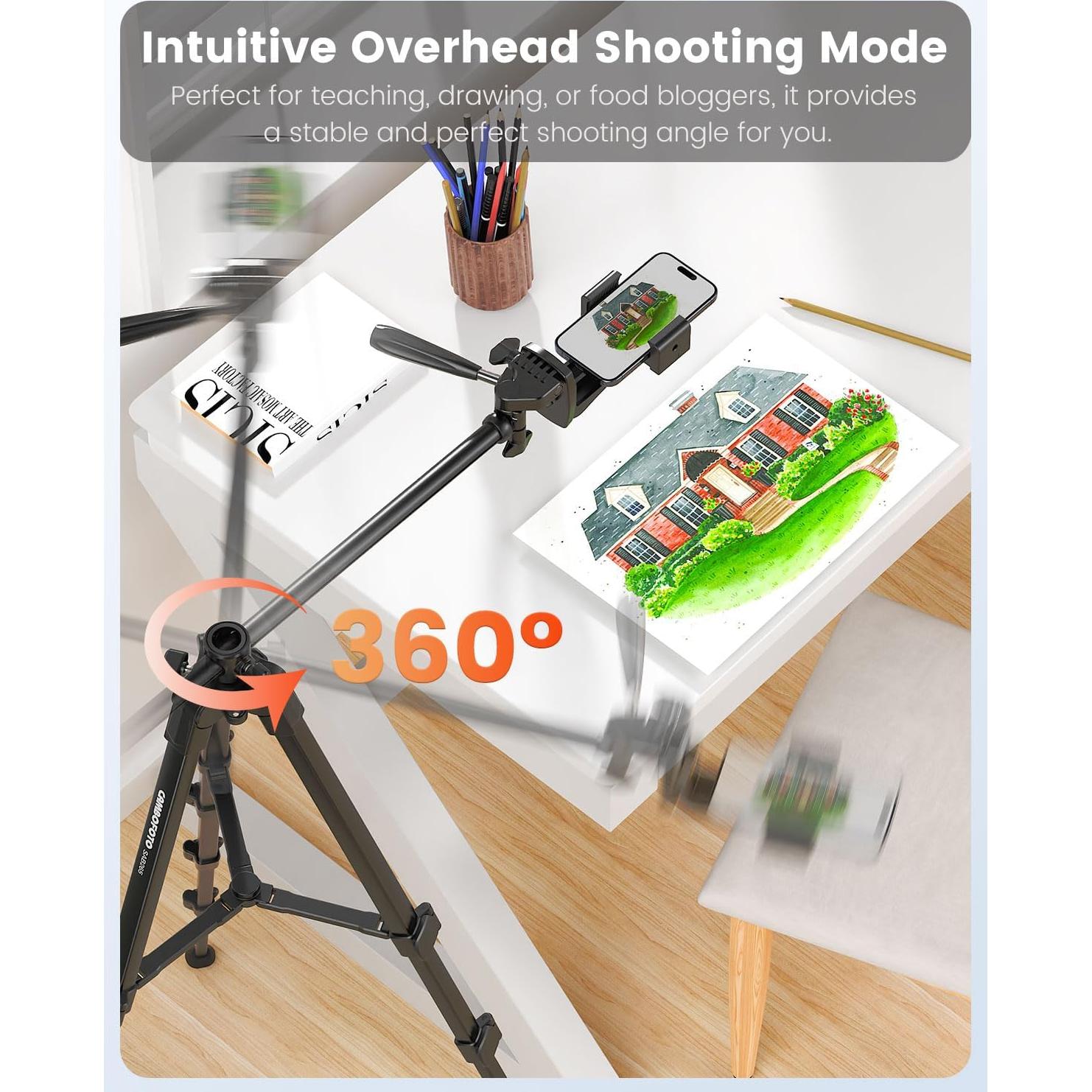 Trípode para Teléfono CAMBOFOTO 205C 185.4 cm con Control Remoto