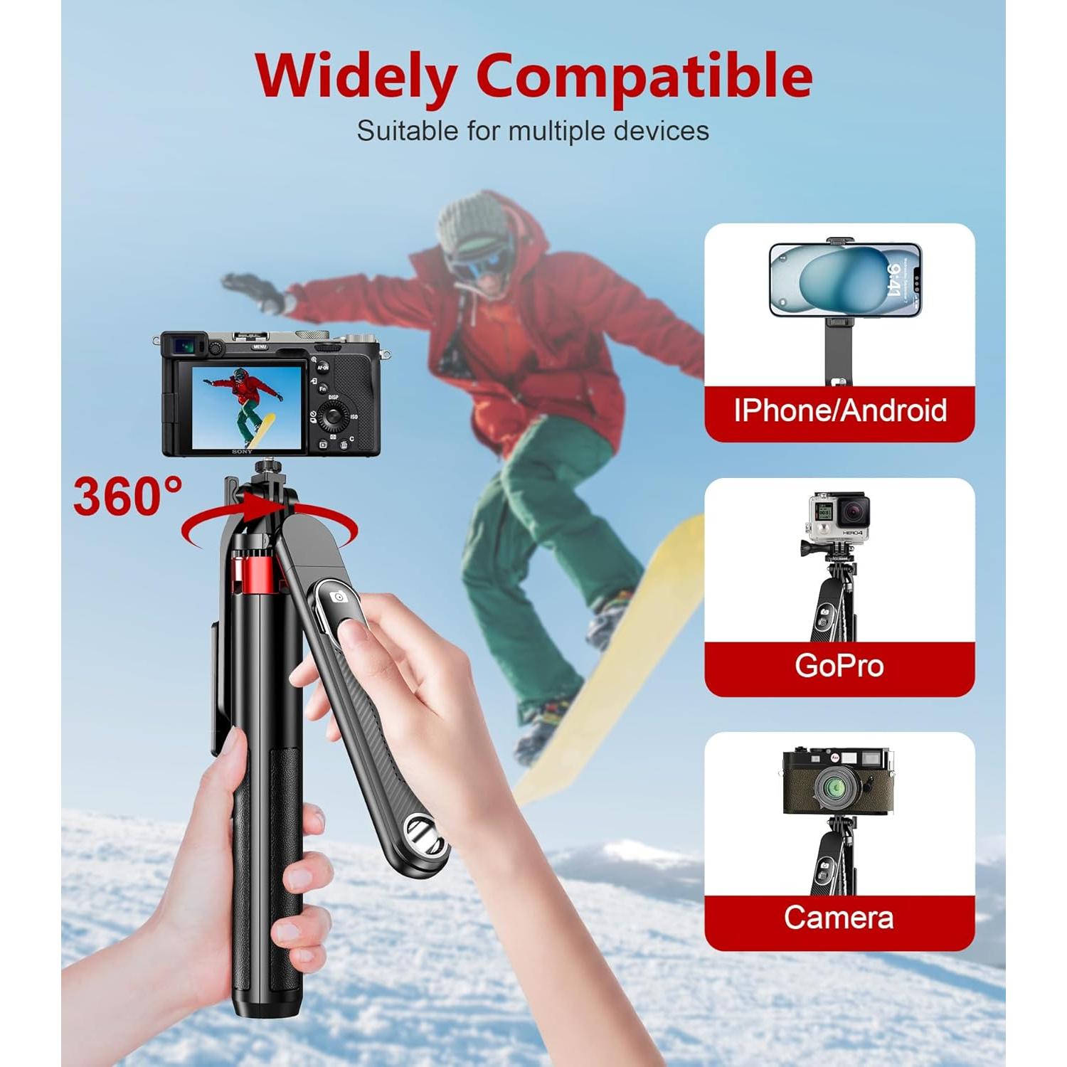 Palo de Selfie Trípode Huryfox 180cm con Control Remoto