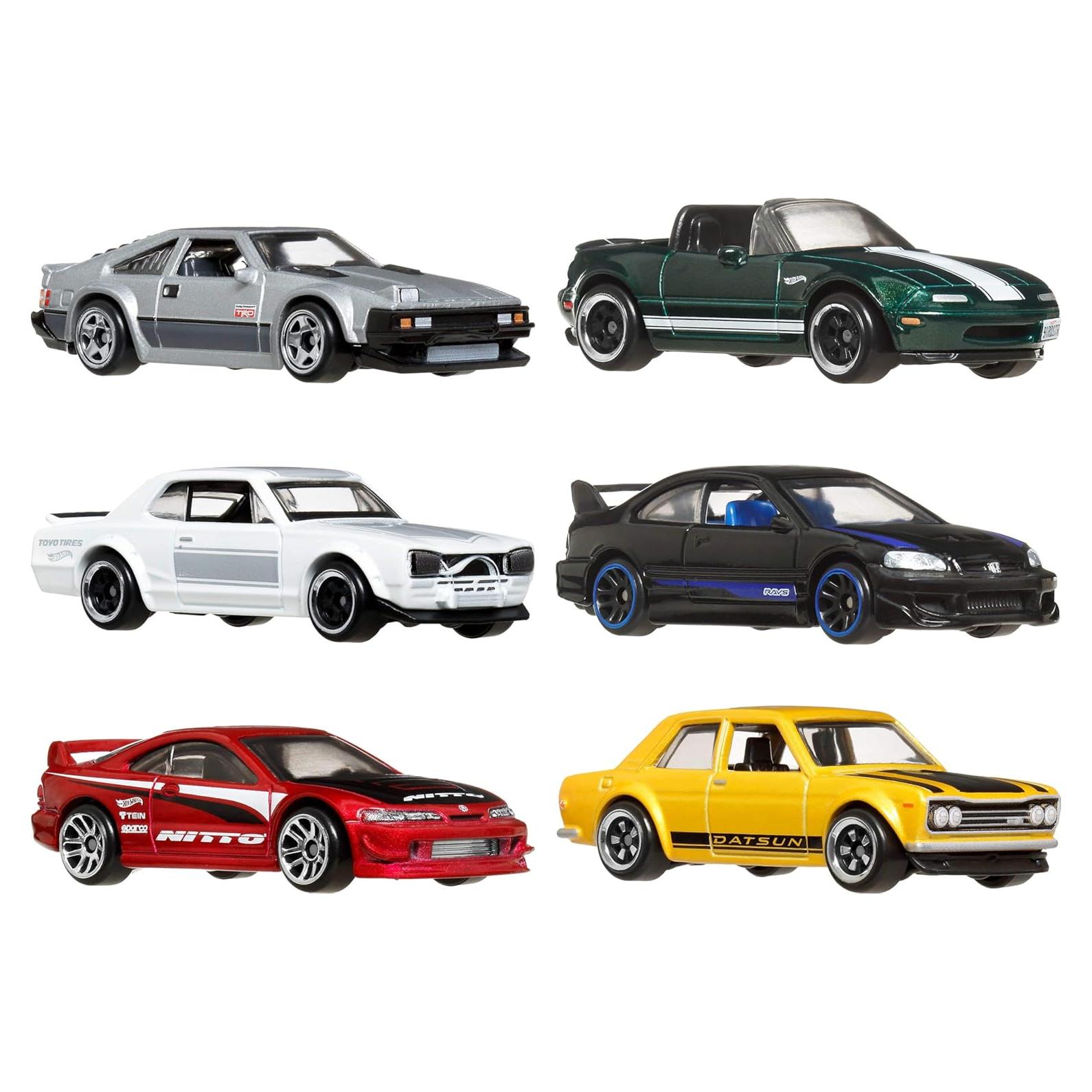 Hot Wheels Set de 6 Coches de Juguete Japoneses 1:64 Metal