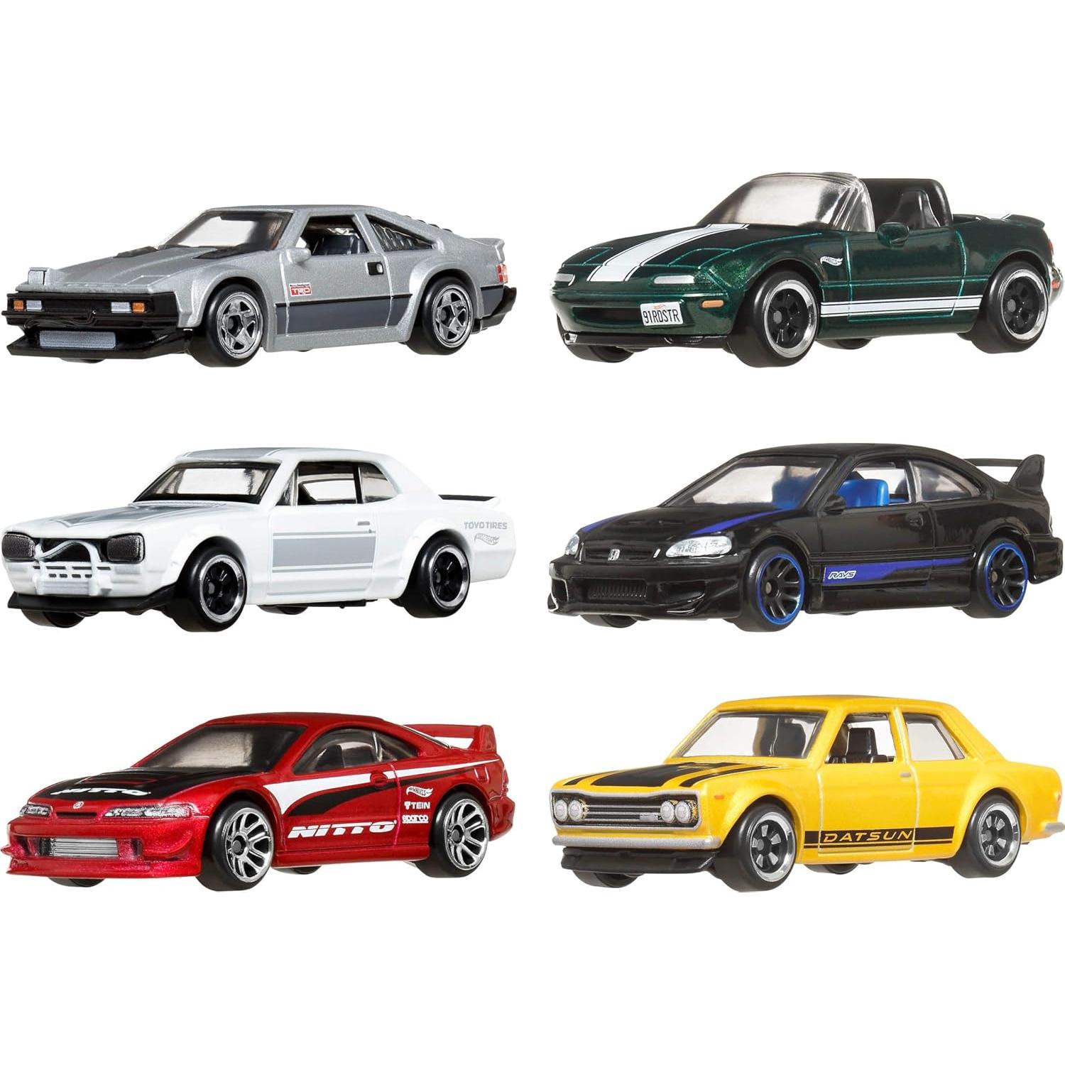 Hot Wheels Set de 6 Coches de Juguete Japoneses 1:64 Metal