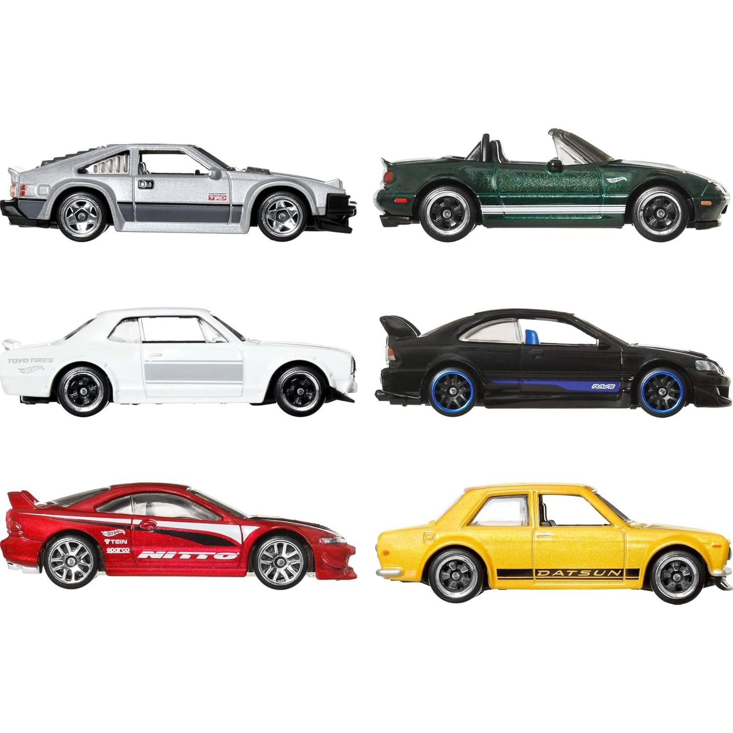 Hot Wheels Set de 6 Coches de Juguete Japoneses 1:64 Metal