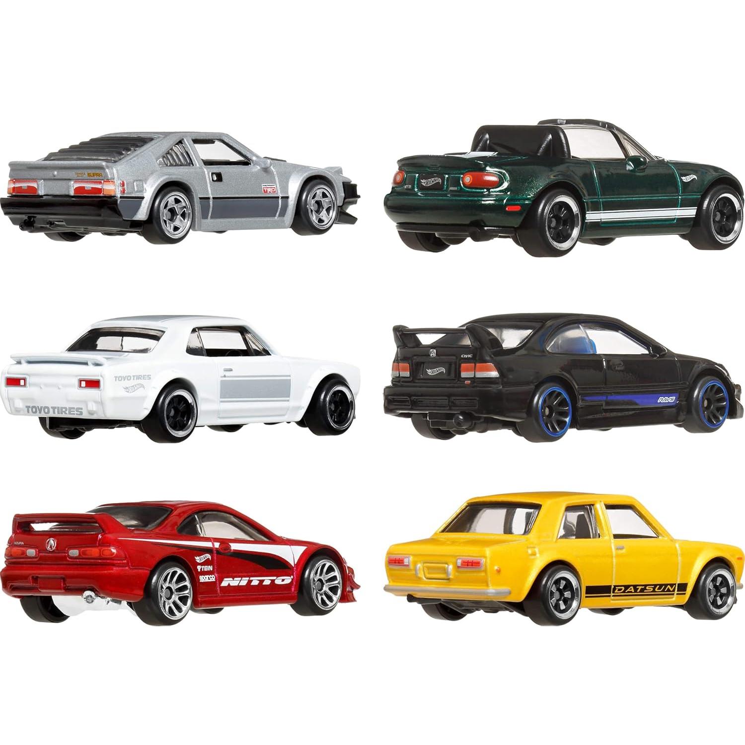 Hot Wheels Set de 6 Coches de Juguete Japoneses 1:64 Metal
