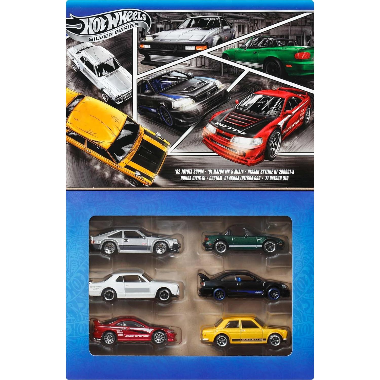 Hot Wheels Set de 6 Coches de Juguete Japoneses 1:64 Metal