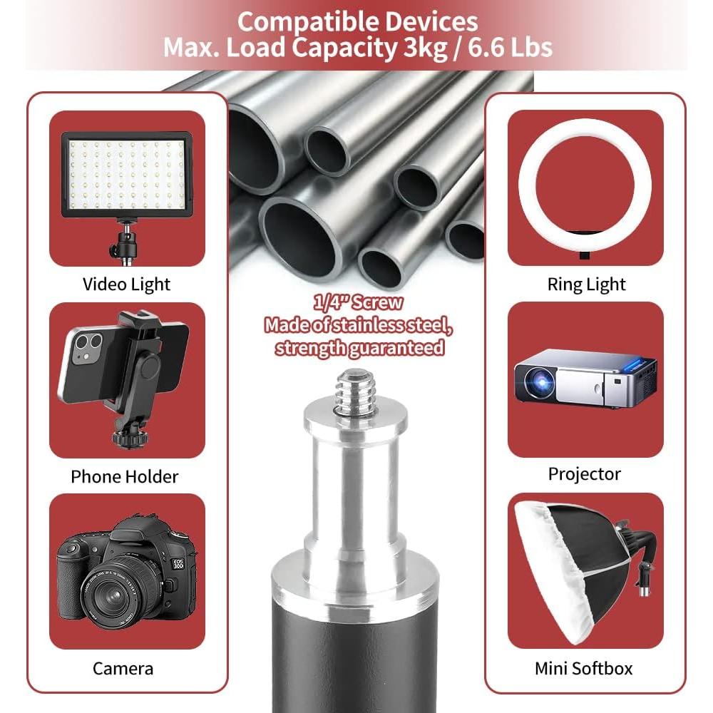 HEMMOTOP Overhead Camera Mount, Camera Arm Desk Mount Max. Load 6.6 LBS, Flexible Adjustable Webcam Stand for Desk Max. Height 41.1", Over The Top Camera Tripod for Cooking, Video Recording MS05