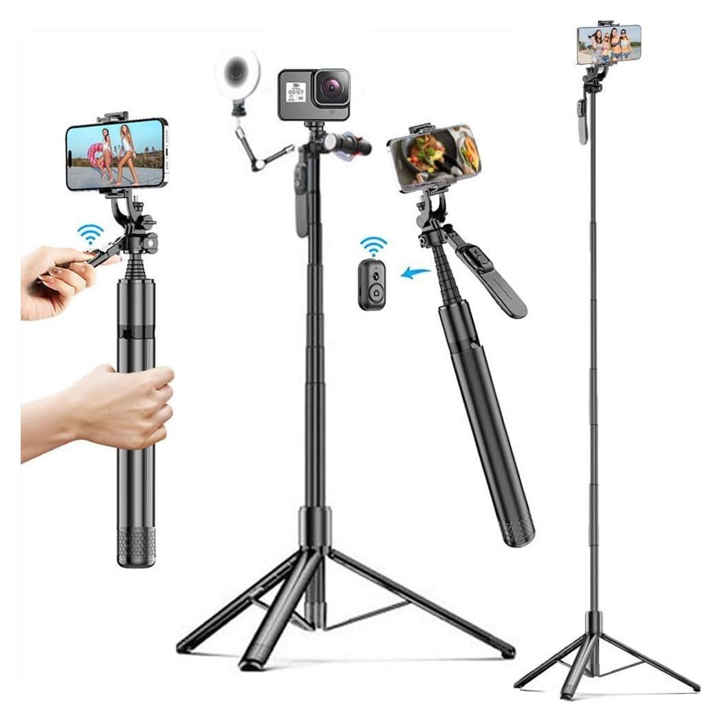 Trípode Extensible 80" Cevoqin con Control Remoto y Luz