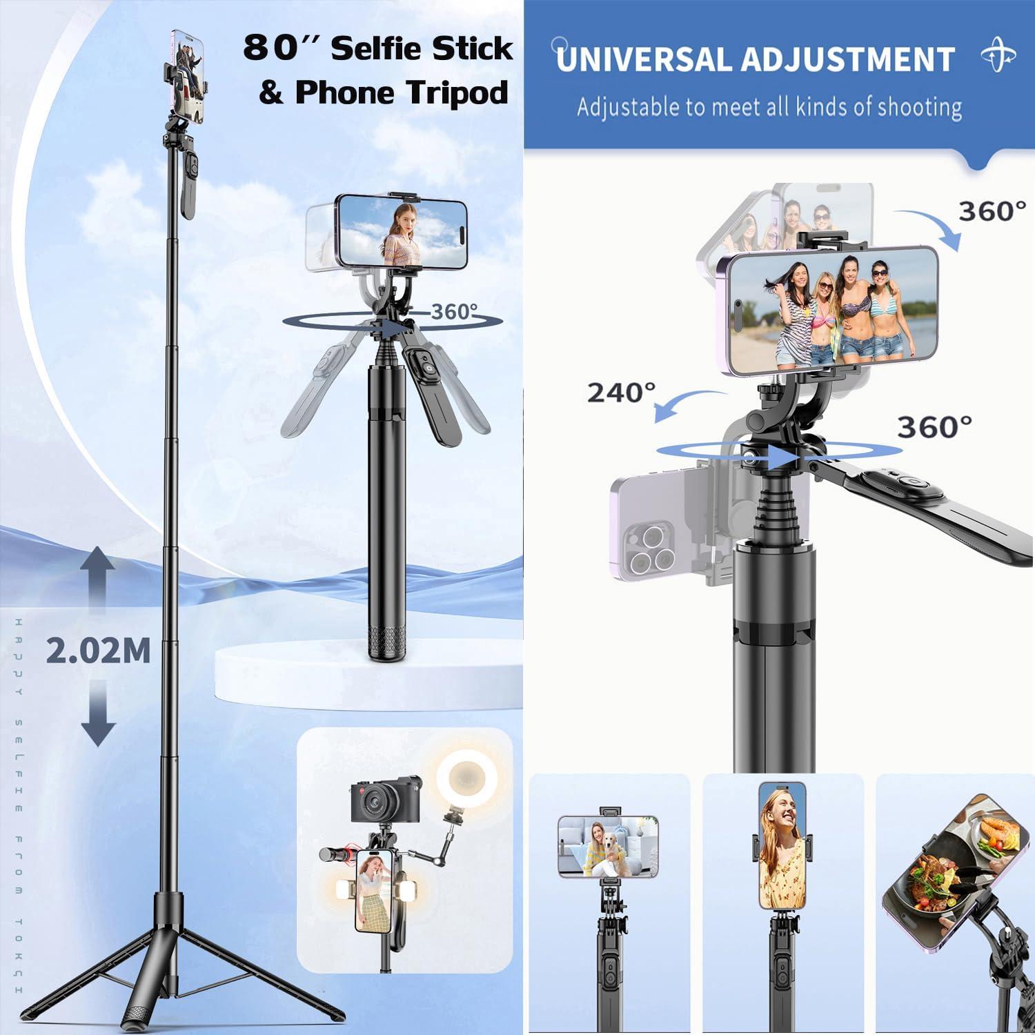 Trípode Extensible 80" Cevoqin con Control Remoto y Luz