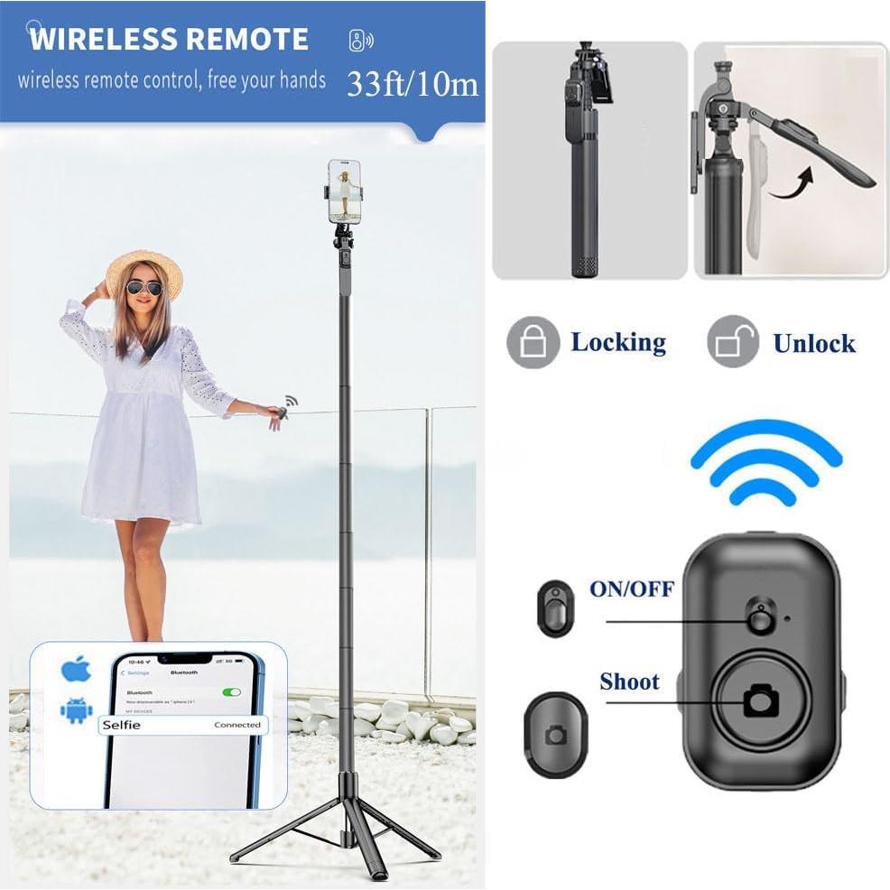 Trípode Extensible 80" Cevoqin con Control Remoto y Luz