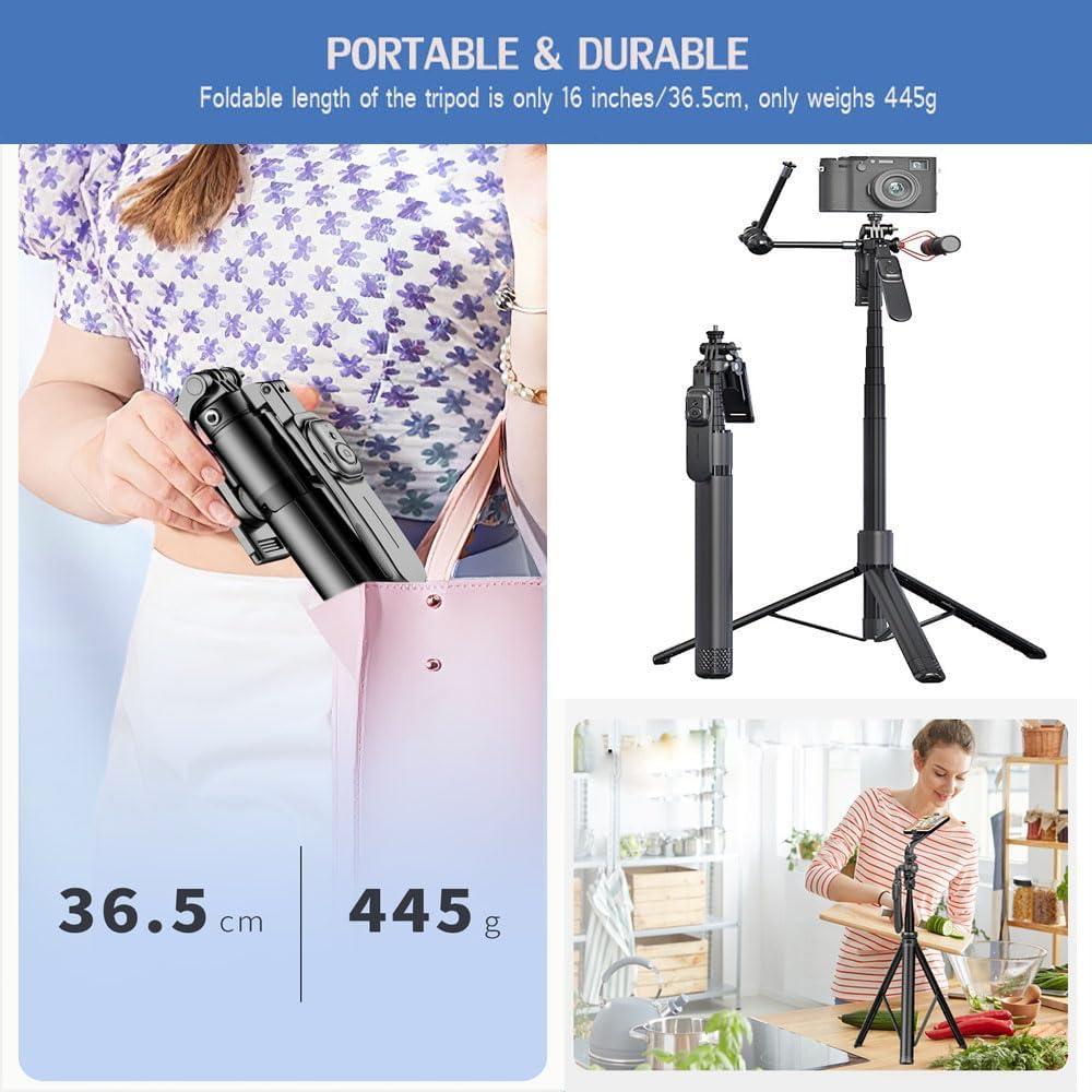 Trípode Extensible 80" Cevoqin con Control Remoto y Luz