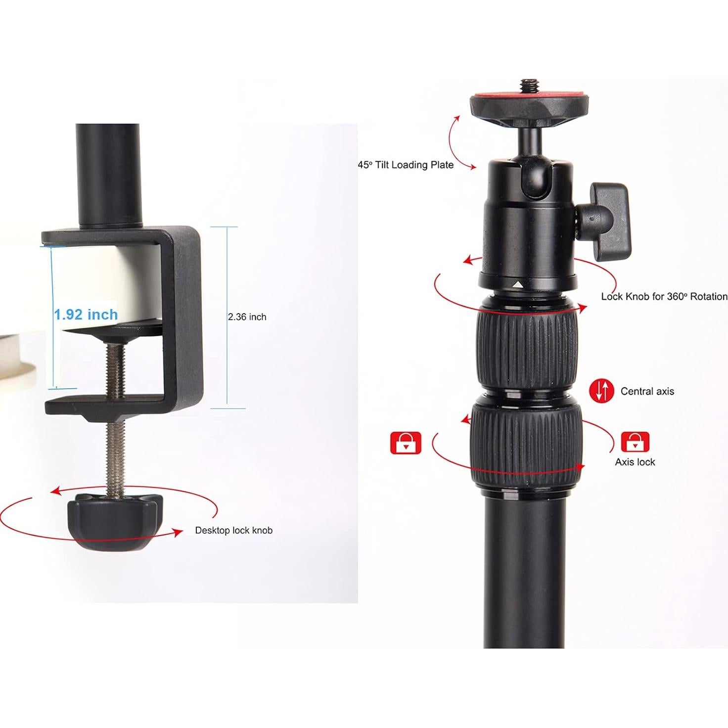 Soporte de cámara de escritorio Regetek ajustable 42-84 cm