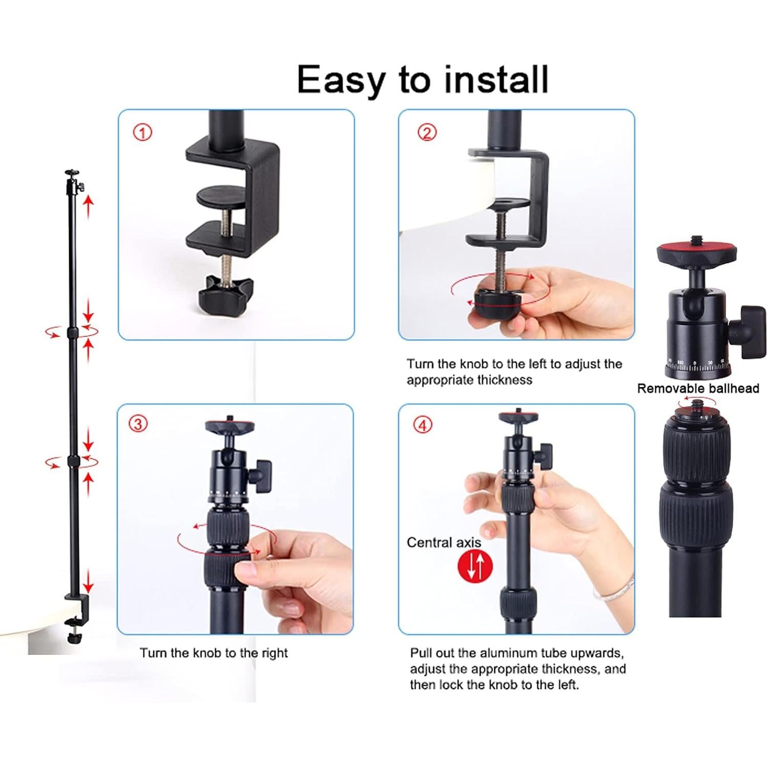 Soporte de cámara de escritorio Regetek ajustable 42-84 cm