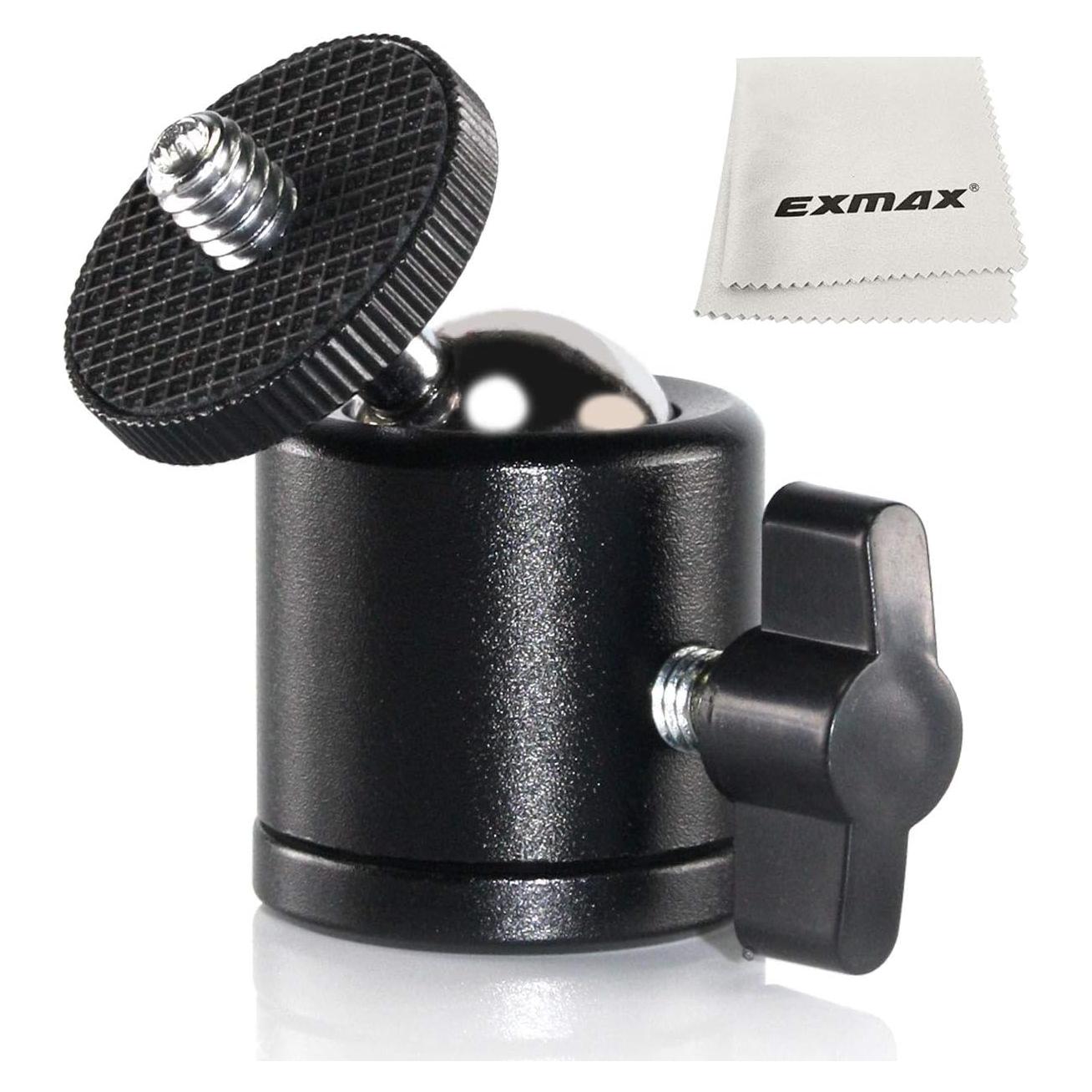 Cabezal de Bola Mini EXMAX 360° con Adaptador 1/4" a 3/8"