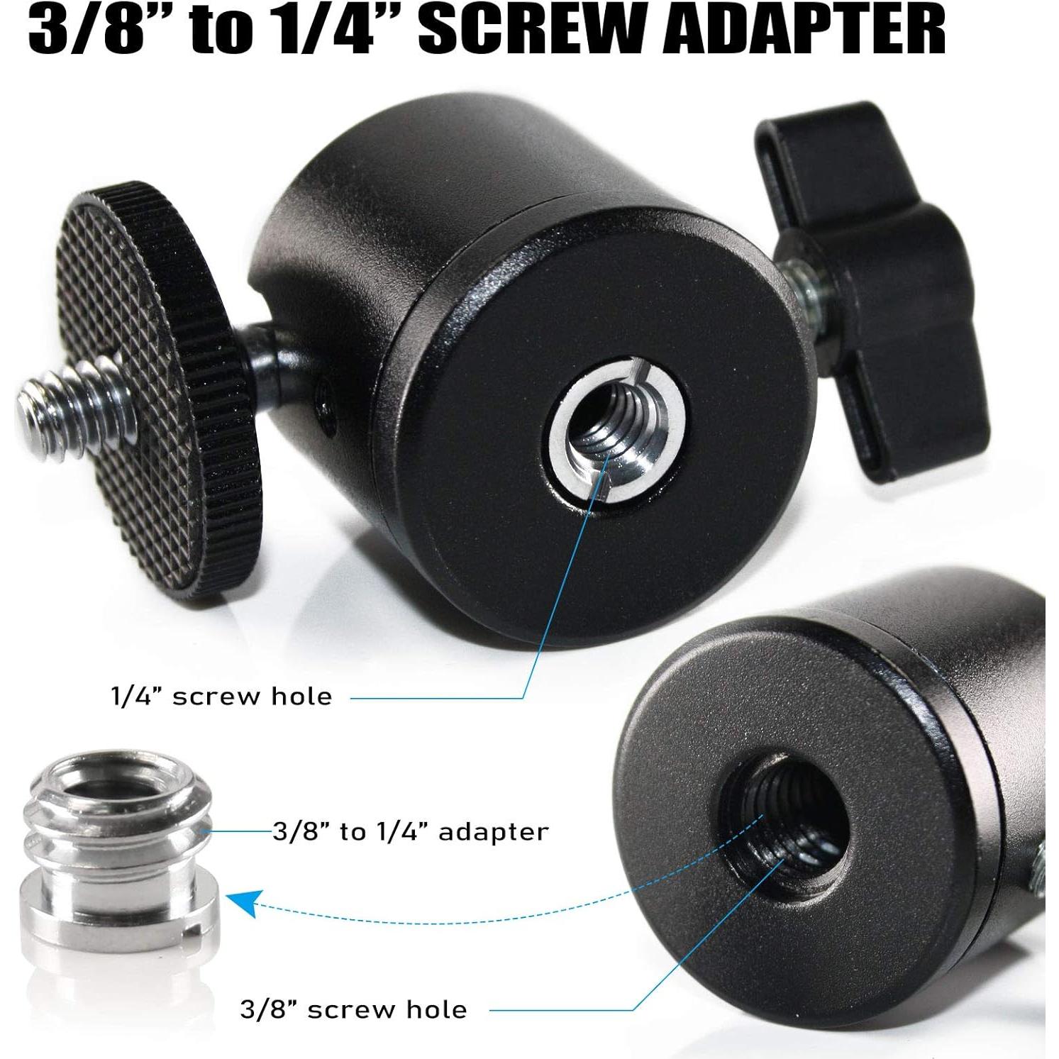 Cabezal de Bola Mini EXMAX 360° con Adaptador 1/4" a 3/8"