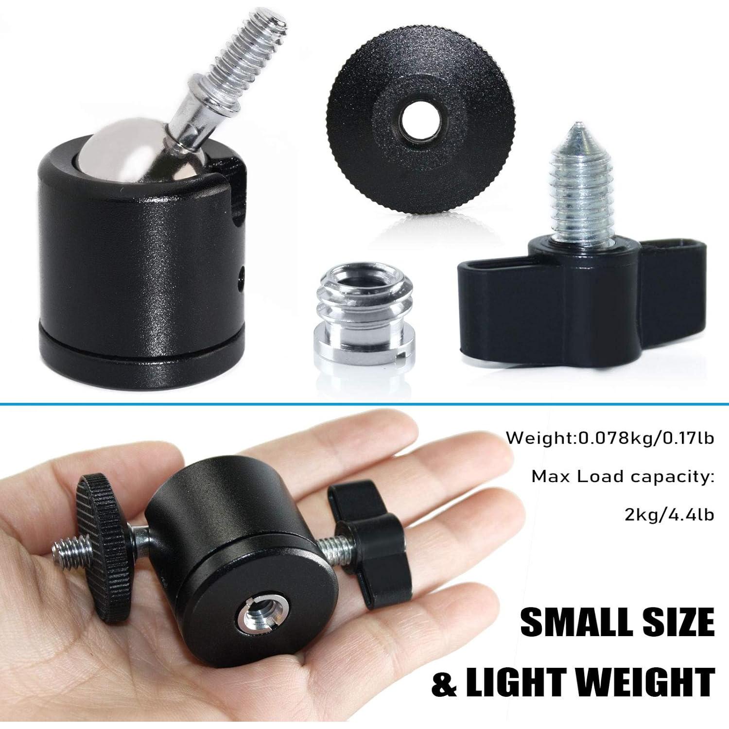 Cabezal de Bola Mini EXMAX 360° con Adaptador 1/4" a 3/8"