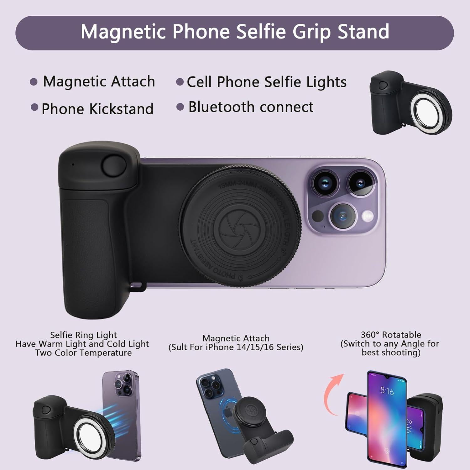 Soporte trípode para teléfono Redcomets ZP-B con luz y obturador