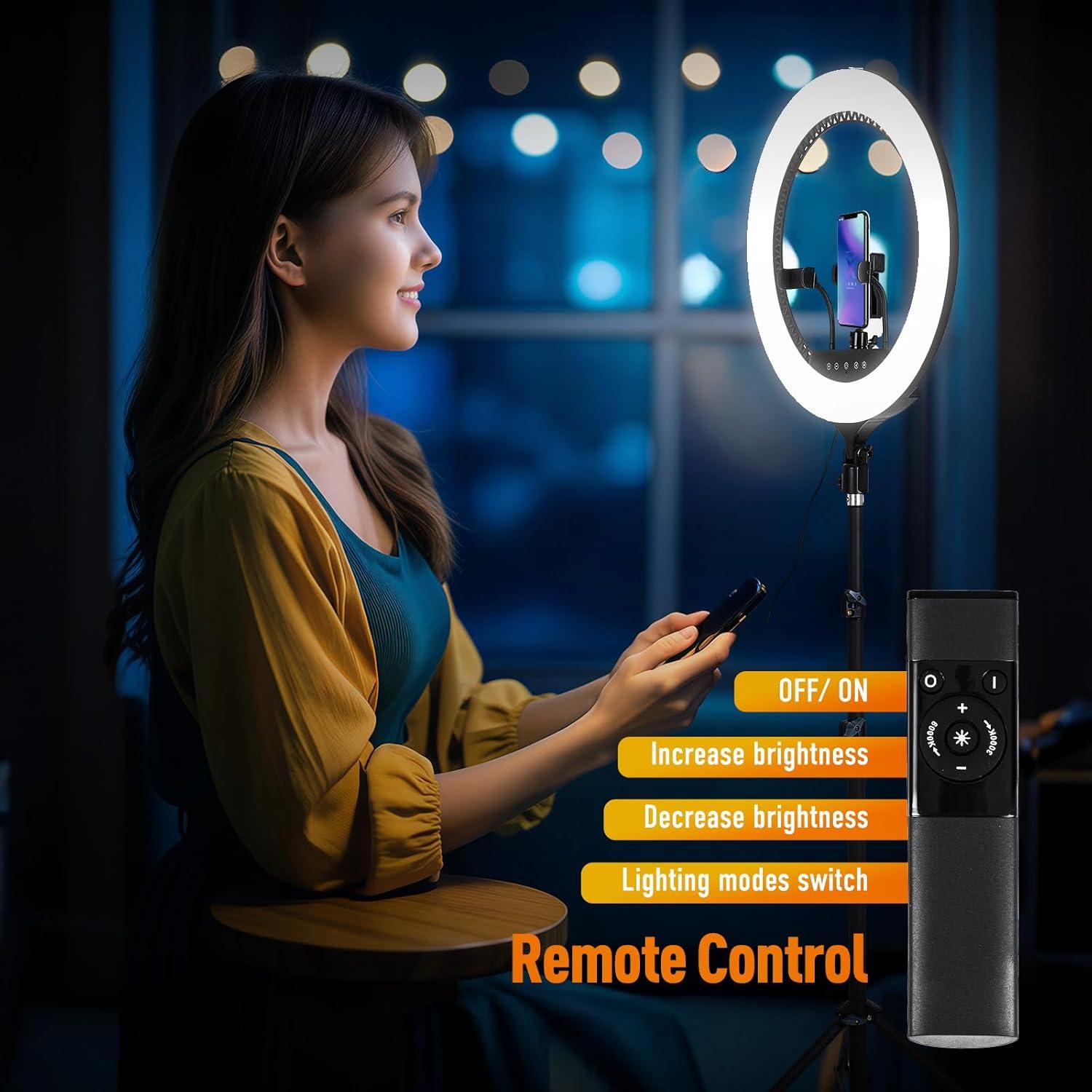 Luz de Anillo LED GWO 21" con Soporte y Control Remoto