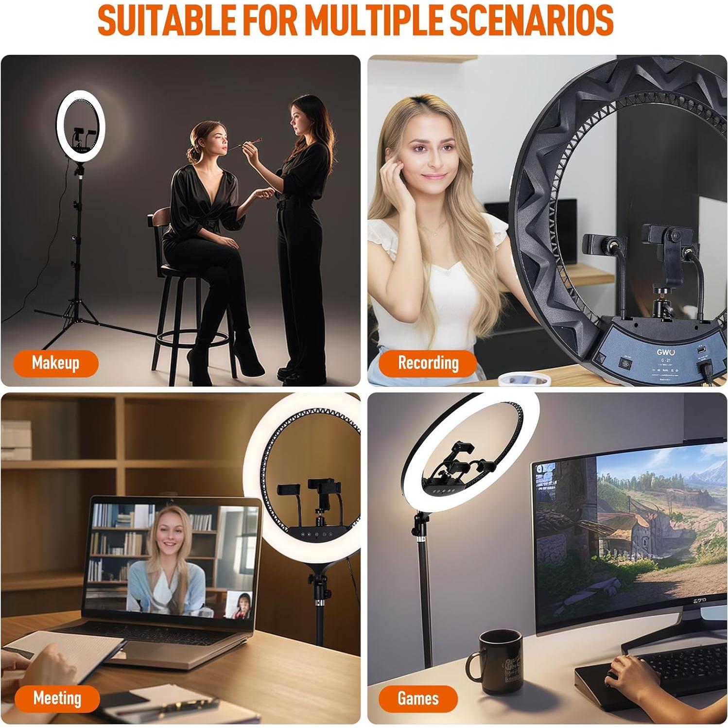 Luz de Anillo LED GWO 21" con Soporte y Control Remoto