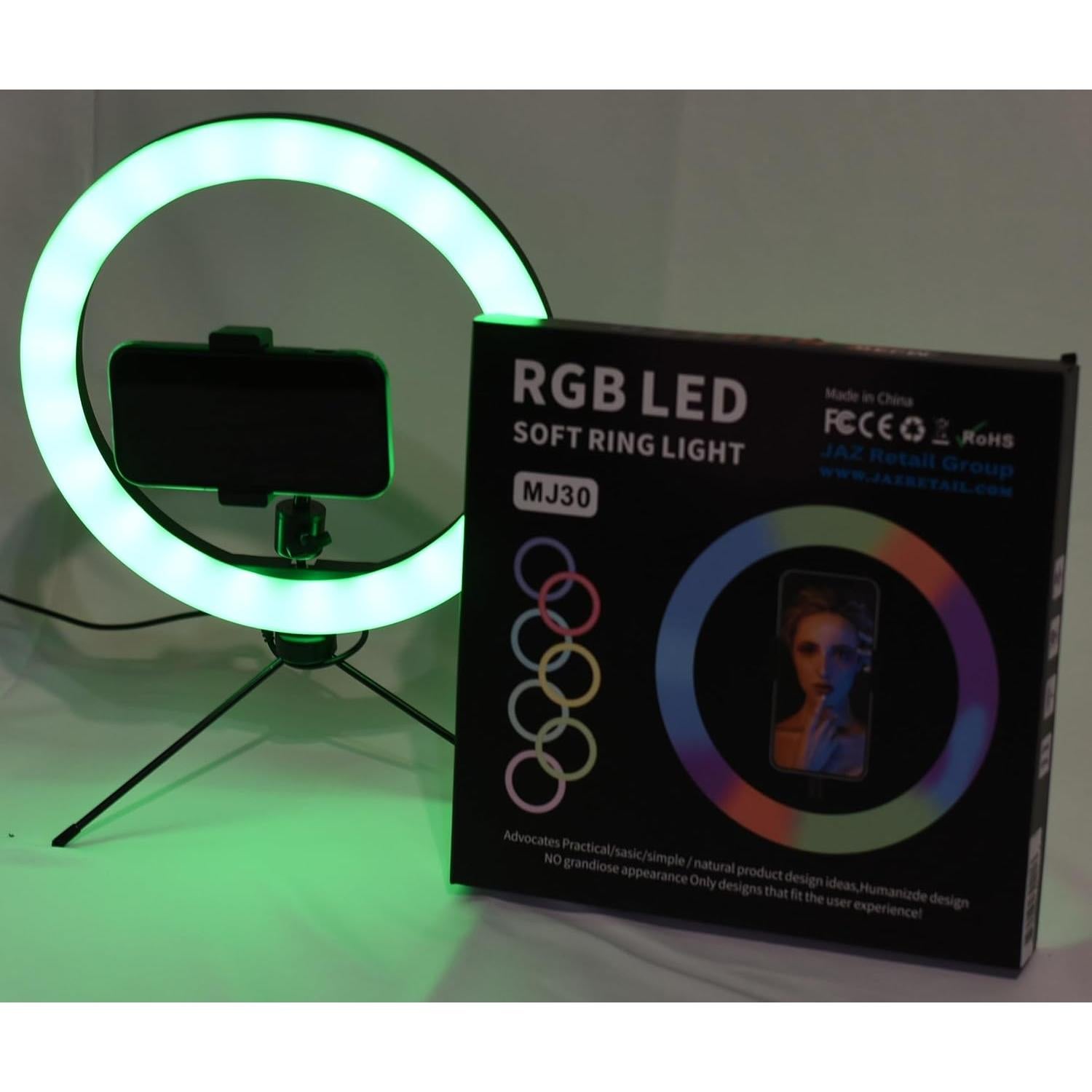 Anillo de Luz JAZ MJ30 LED RGB 30 cm para Selfies y Streaming