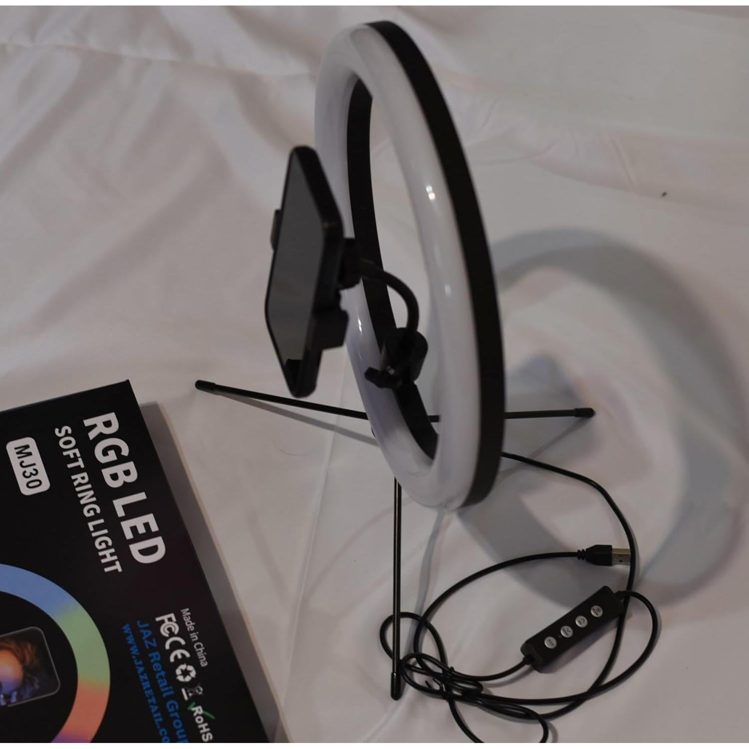 Anillo de Luz JAZ MJ30 LED RGB 30 cm para Selfies y Streaming