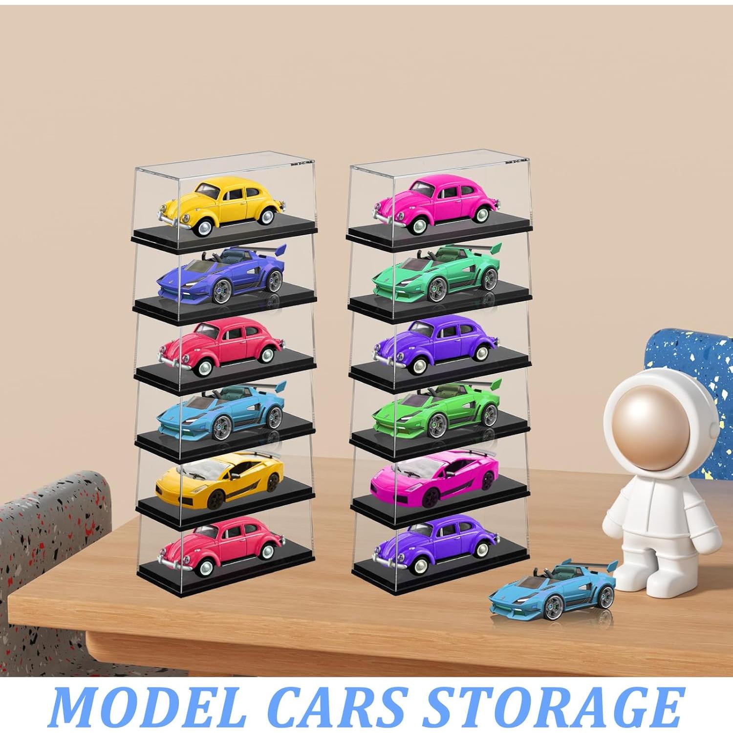 12 Cajas de Exhibición Acrílicas para Autos 1:64 Hlimior