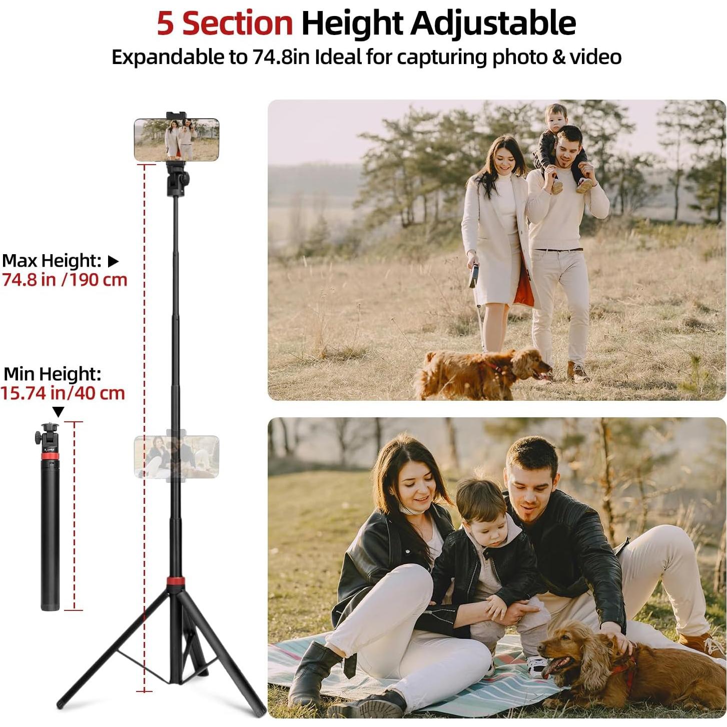 Trípode Extensible JEBUTU para Teléfono y Cámara, 0.72 kg