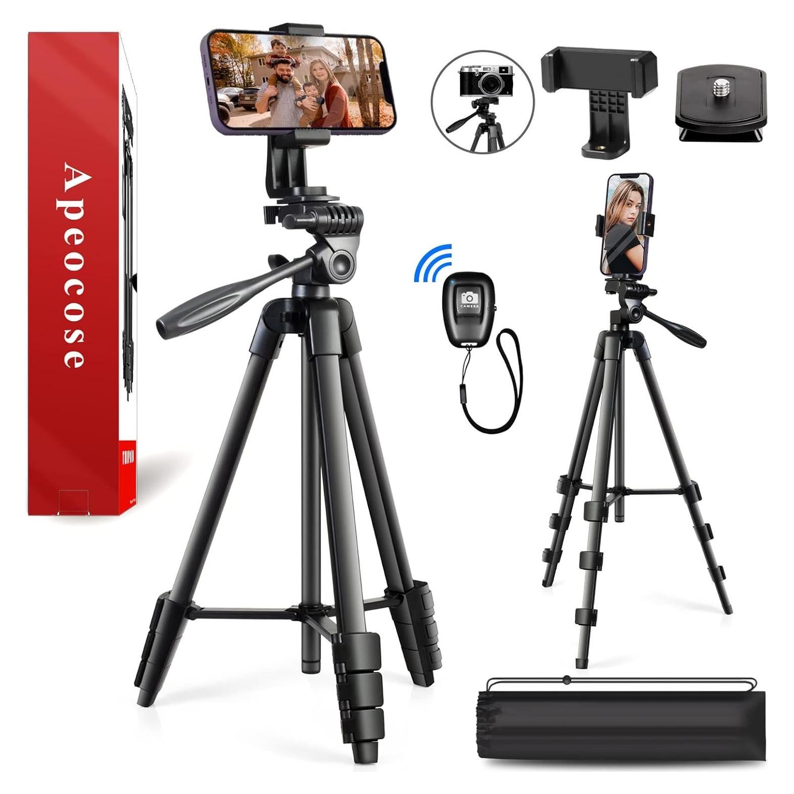 Trípode ligero Apeocose 55" para celular con control remoto