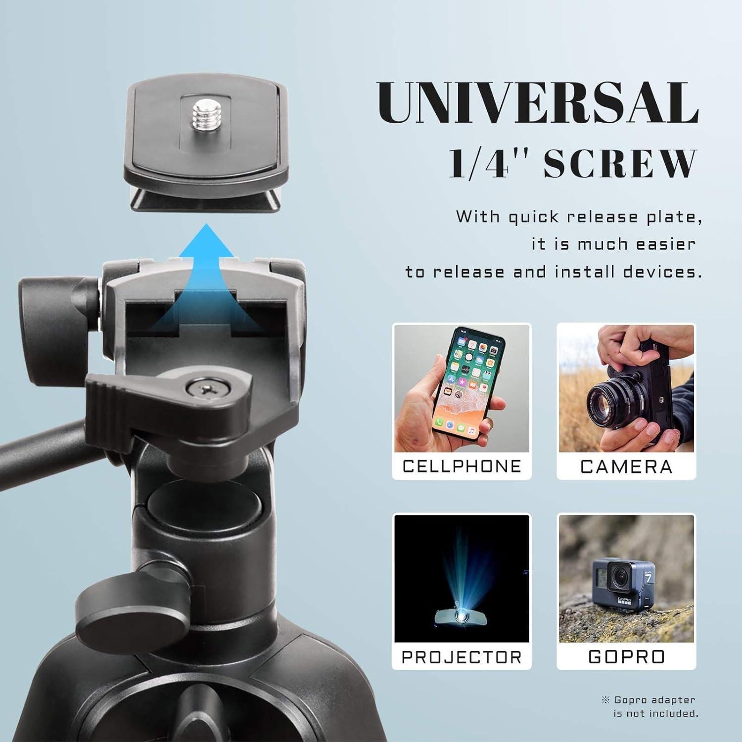 Trípode ligero Apeocose 55" para celular con control remoto