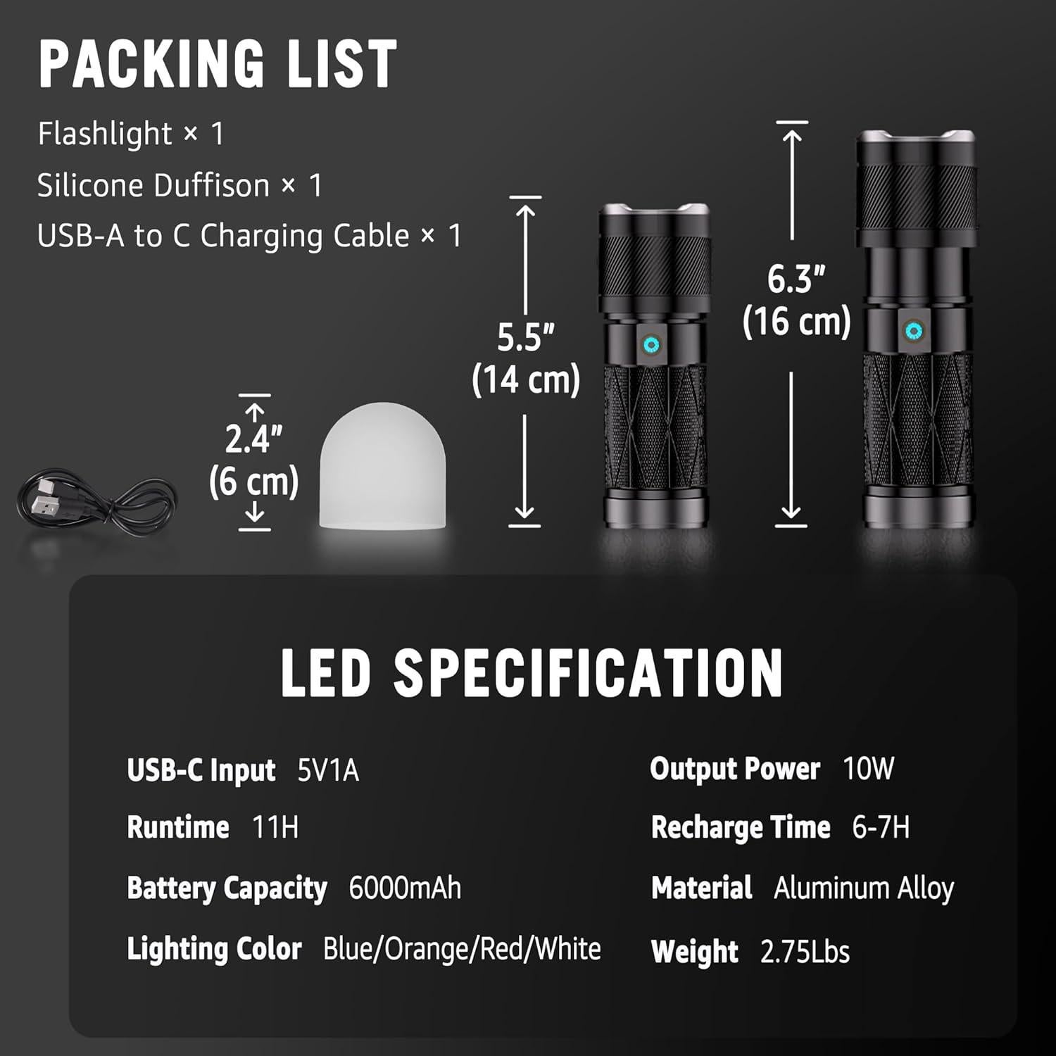 Foco Fotográfico Portátil RGB Arsoer ASR-SD 6000mAh USB-C