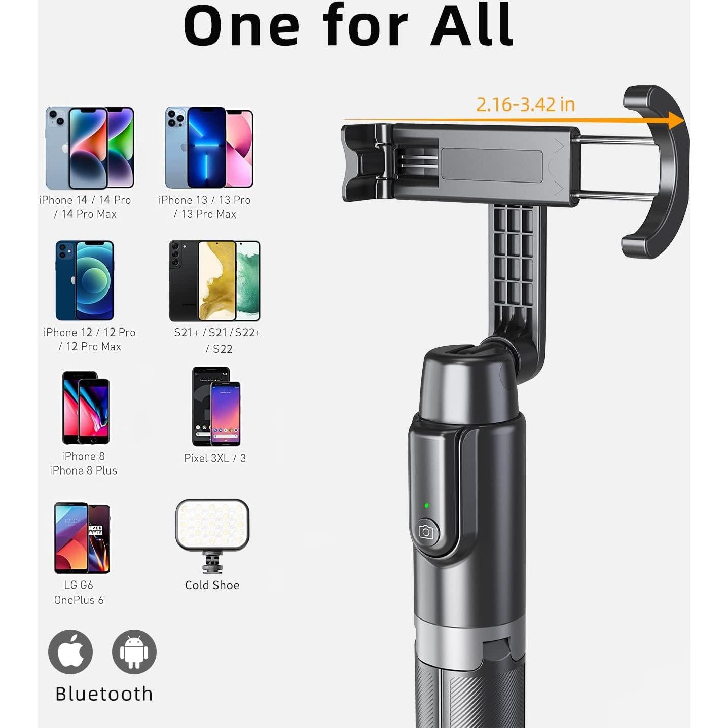 Trípode Selfie Vimitty para iPhone y Android, Control Remoto