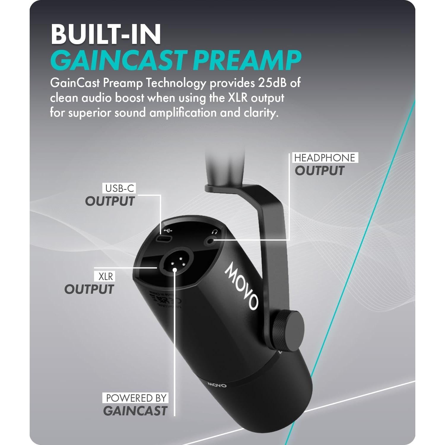 Micrófono Dinámico Movo UM6 con Preamp Integrado USB-C