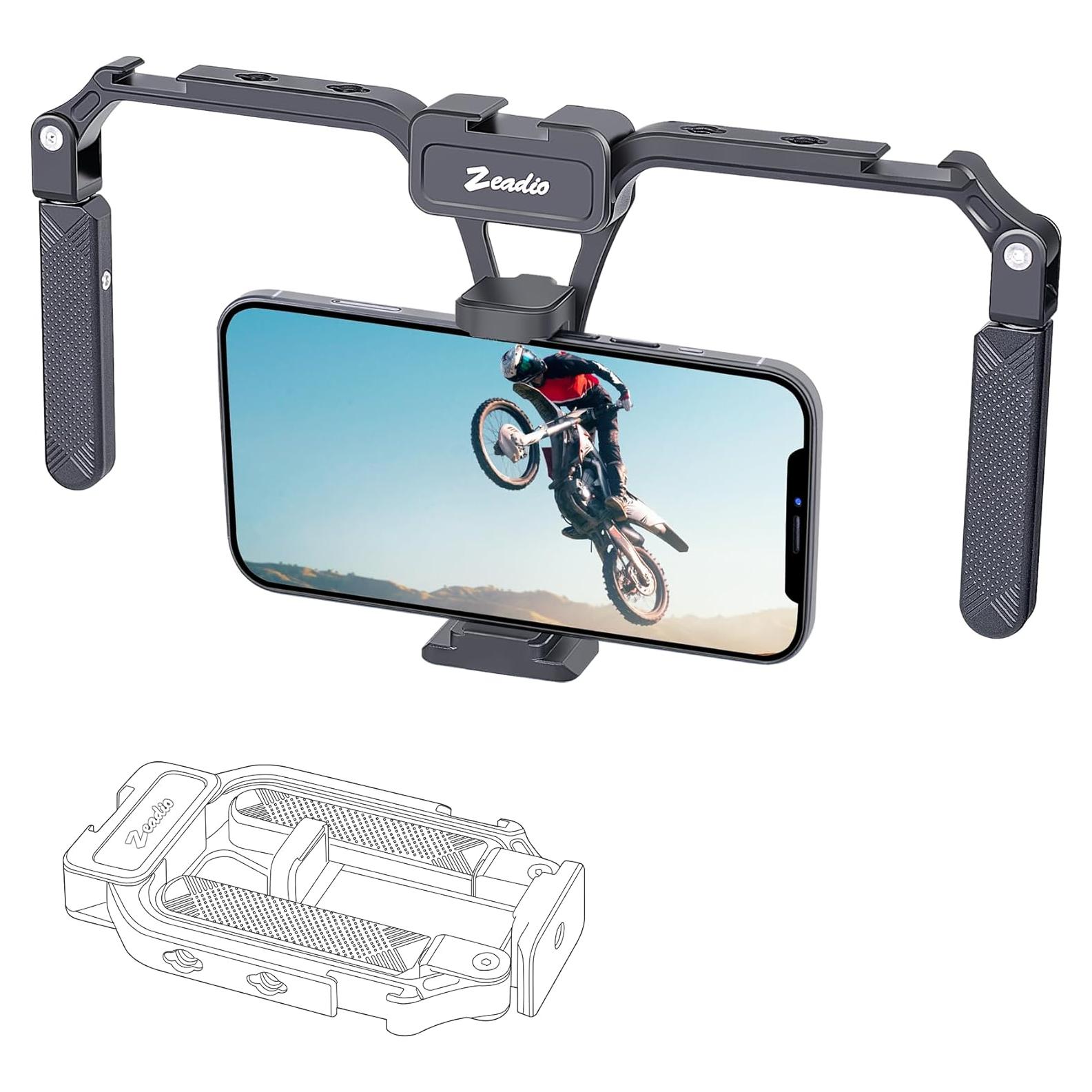 Empuñadura estabilizadora Zeadio para smartphone aluminio 12x5cm